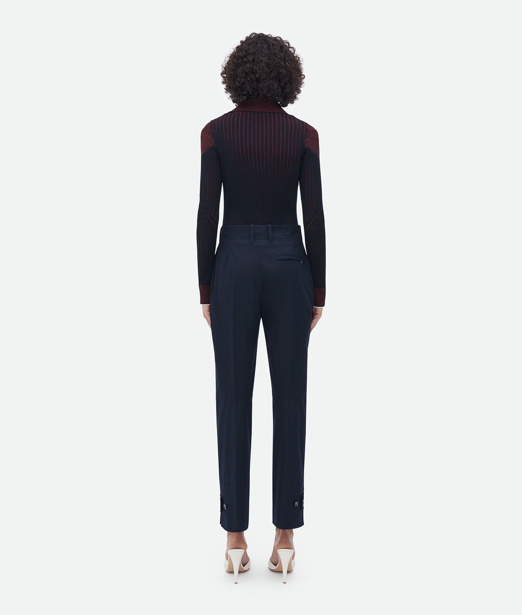 Bottega Veneta o1bcso1str0225 Slim Leg Cotton Twill Pant in Midnight Blue Size 26" / US 2 / IT 38 - 3 Thumbnail