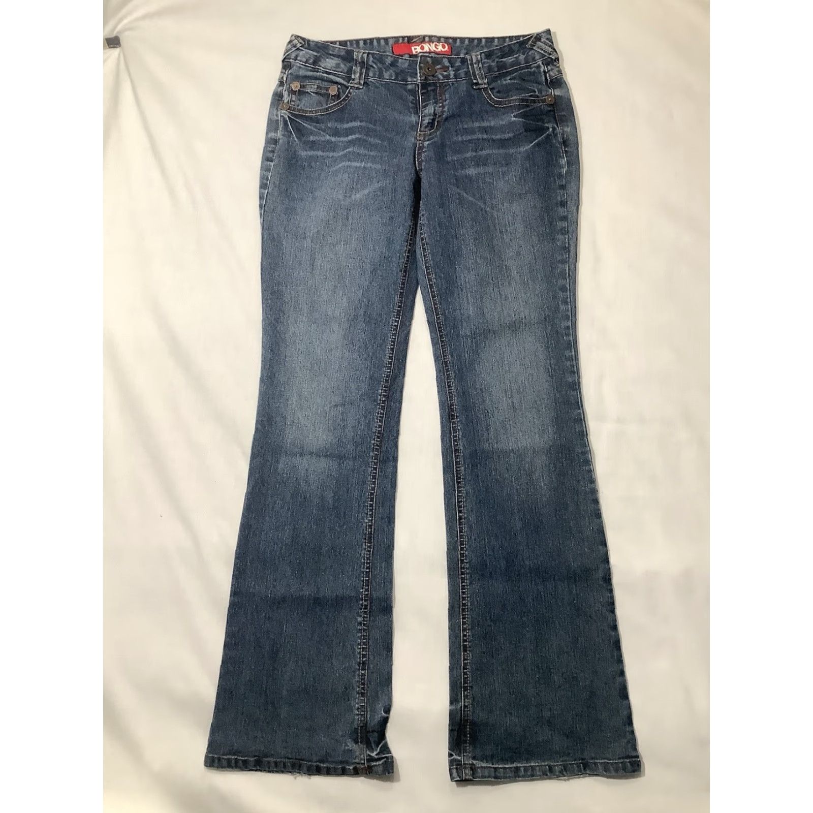Vintage Bongo Jeans Blue Size 7 Regular Bootcut Womens Denim Embroidered Pockets Vintage Size 28" / US 6 / IT 42 - 4 Thumbnail