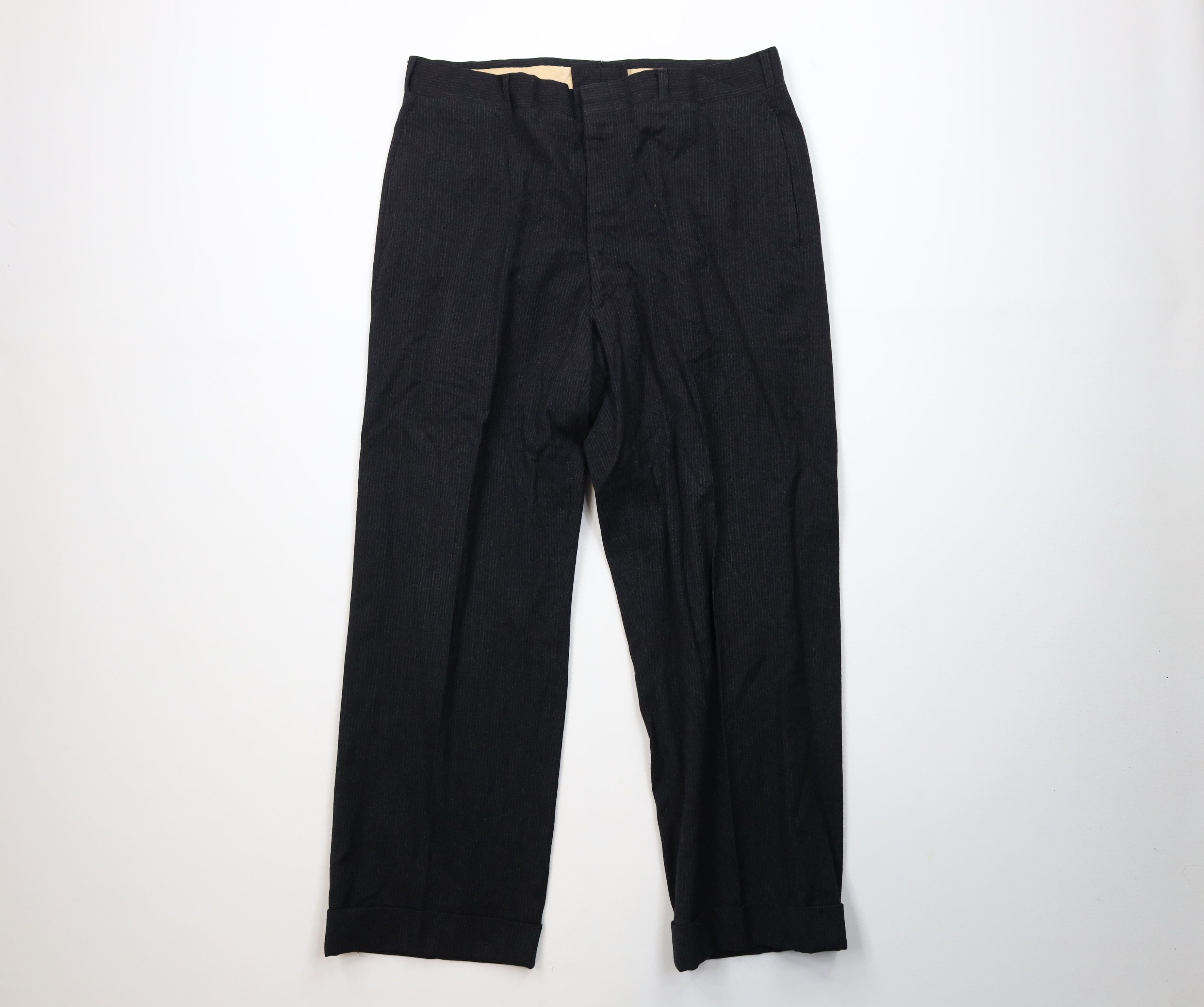 Vintage Vintage 50s Rockabilly Wool Striped Wide Leg Chino Pants USA Size US 36 / EU 52 - 1 Thumbnail