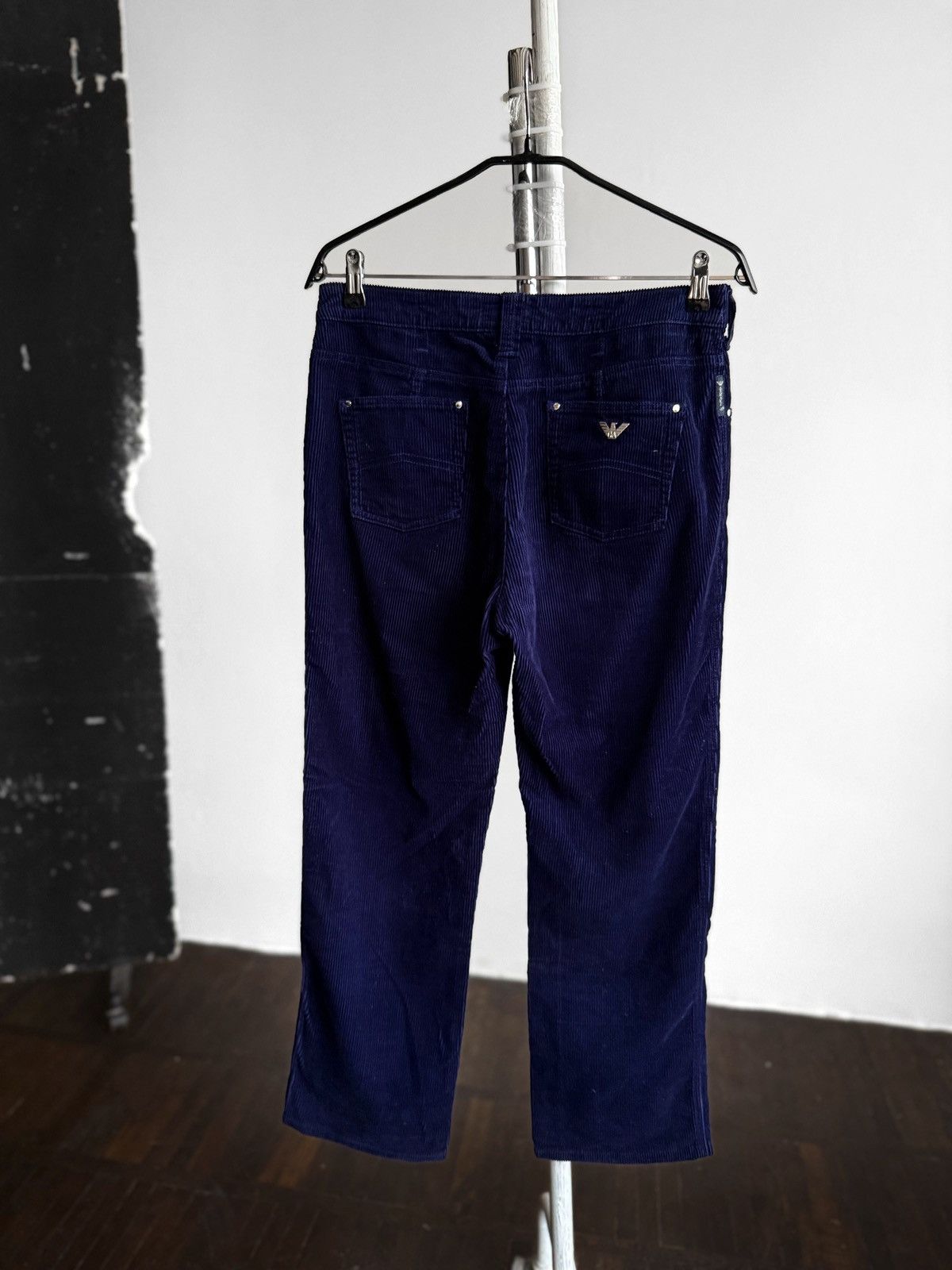 Armani Jeans Womens Blue Velvet Corduroy Pants Mid Rise