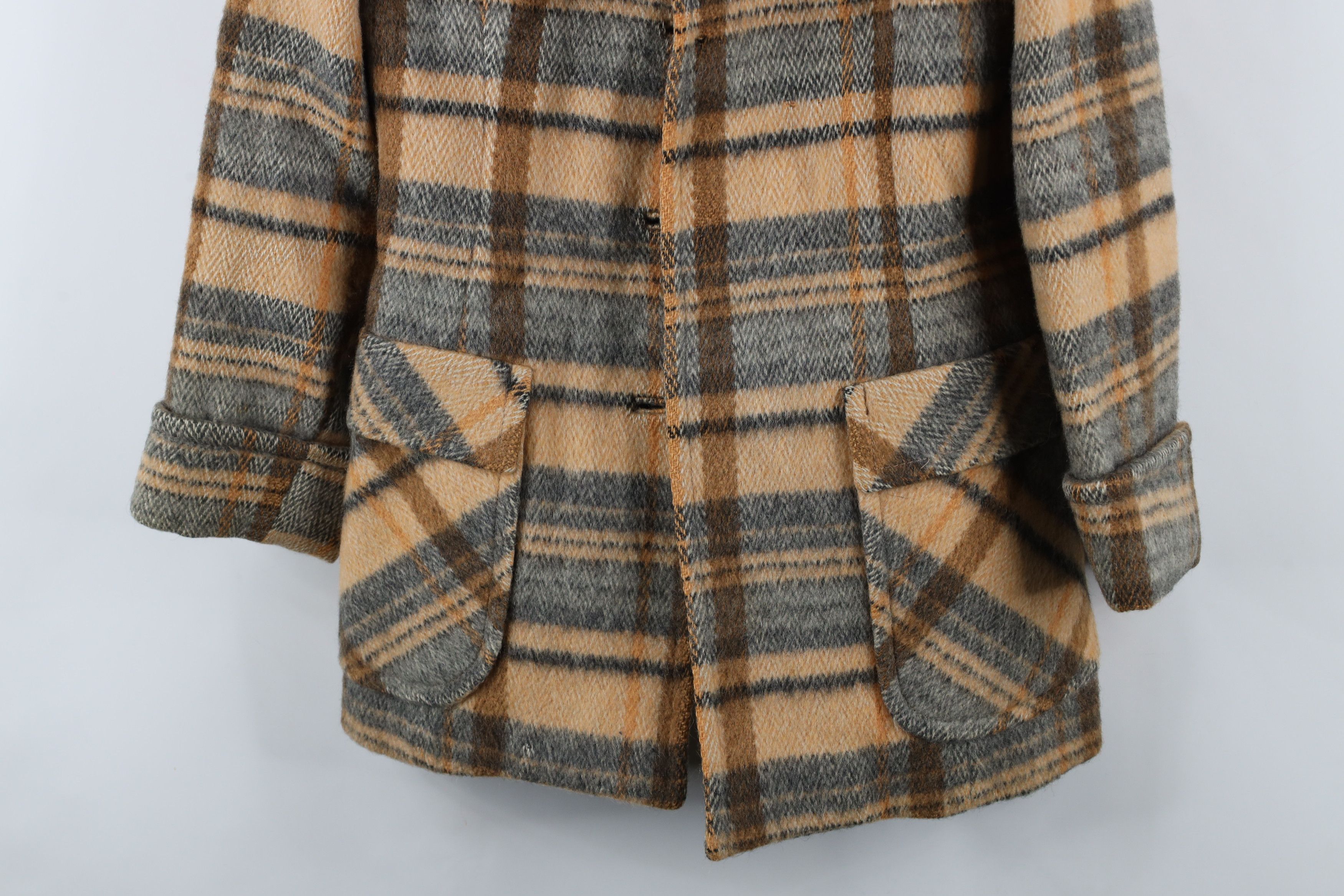 Vintage 60s Rockabilly Wool Collared Jacket Coat Plai USA