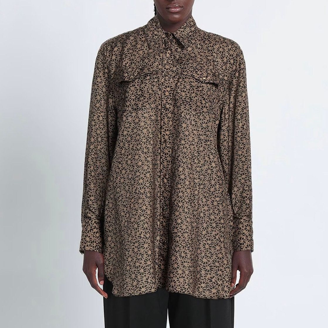 Brunello Cucinelli NWT Brunello Cucinelli Silk Pongee Floral Print Womens Shirt Size XS / US 0-2 / IT 36-38 - 9 Thumbnail