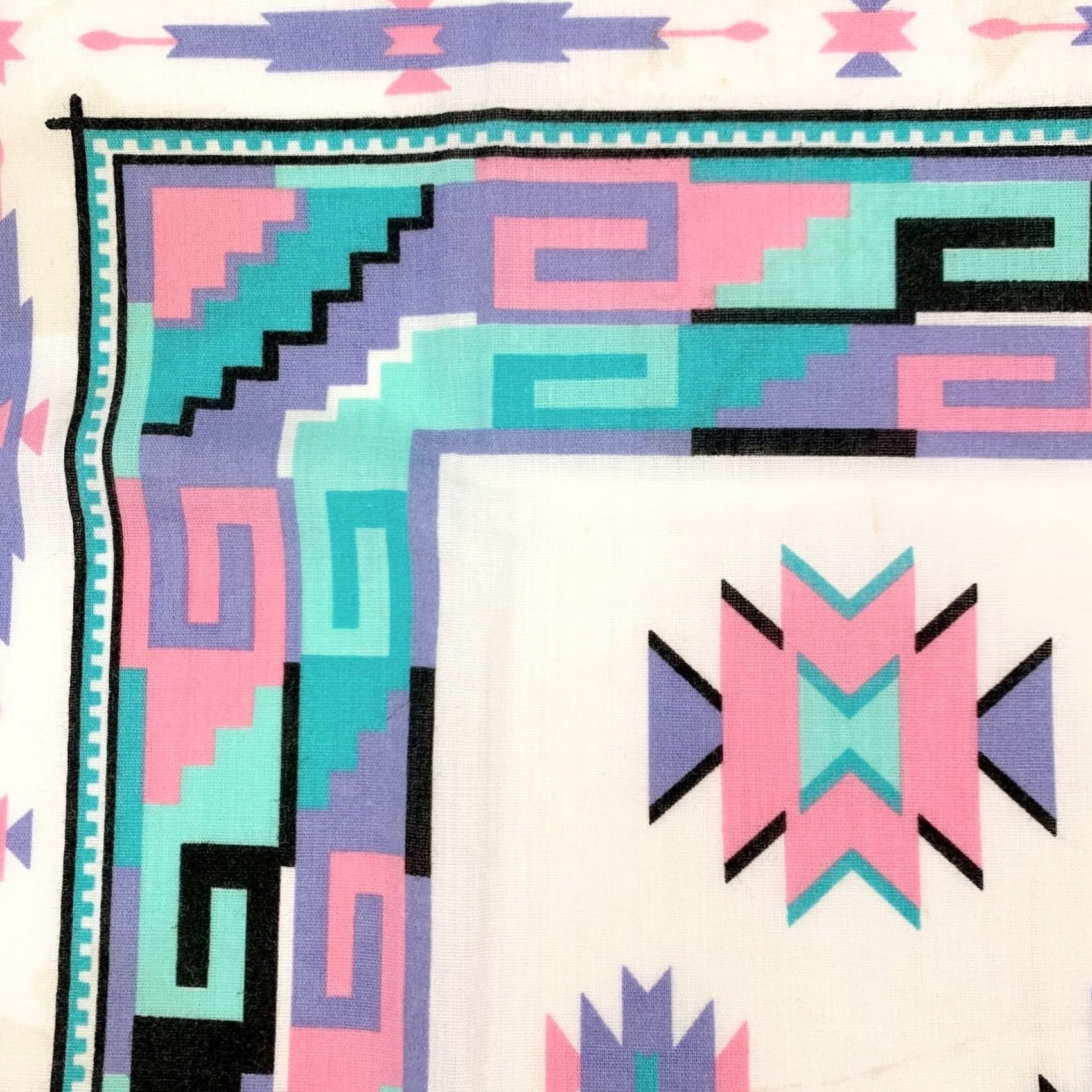 Vintage VINTAGE Springs Bandana Unisex 21.5" x 21.5" Blue Southwestern USA 50% Polyester 50% Cotton Size ONE SIZE - 2 Thumbnail