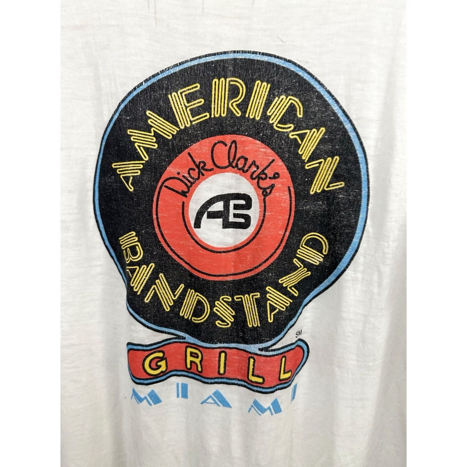 Clarks VTG American Bandstand Dick Clark Thrashed Paper Thin Burnout Worn T-Shirt XL Shirt Mens White Distressed Grunge 80s 90s Size US XL / EU 56 / 4 - 3 Thumbnail