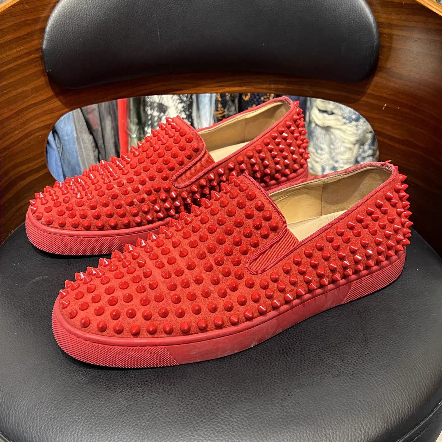 Christian Louboutin Christian Louboutin Red Spikes Loafers K15 Size US 8 / EU 41 - 1 Thumbnail
