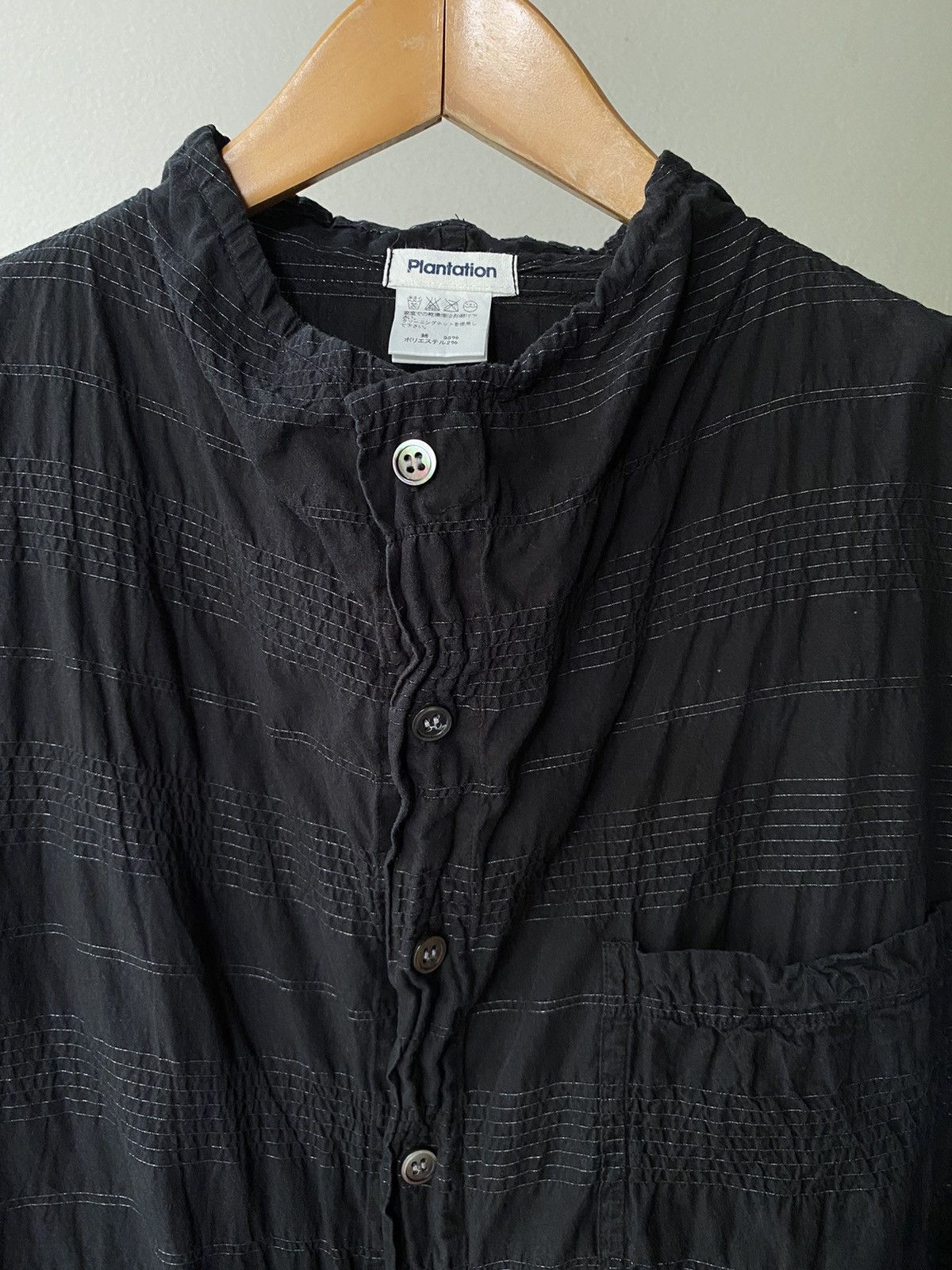 Issey Miyake Plantation Black Ruched Long-Sleeve Blouse Size M / US 6-8 / IT 42-44 - 4 Thumbnail