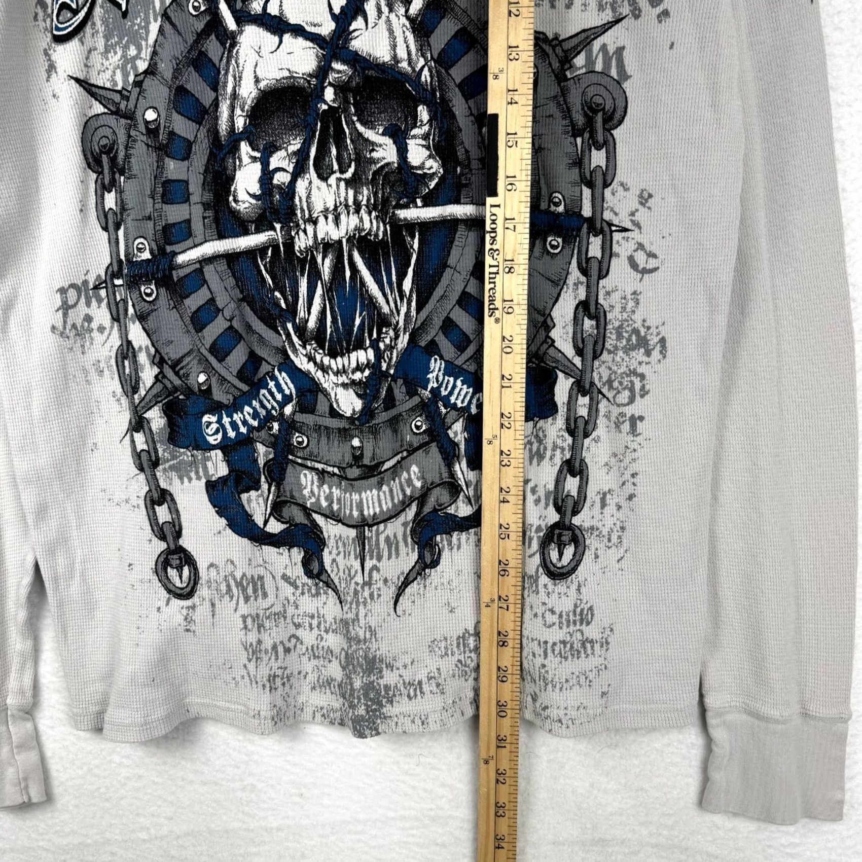 Vintage VINTAGE Y2K Xtreme Couture Skull Thermal Knit Long Sleeve T-Shirt XL Men White Size US XL / EU 56 / 4 - 4 Thumbnail