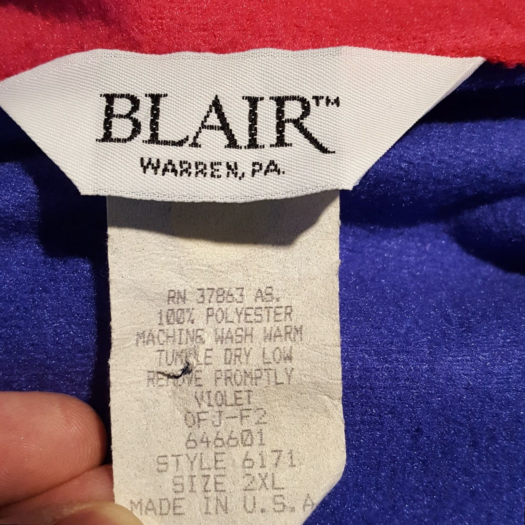 Blair VINTAGE Blair Windbreaker Jacket 2XL Womens Blue Fleece Zip Up Outdoor Hiking 80s 90s Winter Pockets Full Zip Logo Embroidered Size XXL / US 16-18 / IT 52-54 - 6 Thumbnail