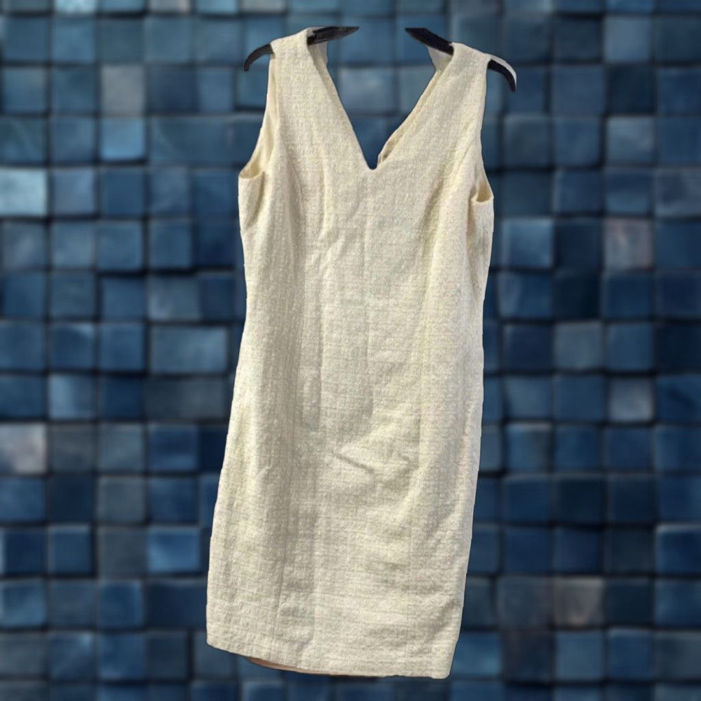 Anne Klein Anne Klein Dress Women's Sheath V-Neck Sleeveless Zip Knee Length Ivory 10 Size L / US 10 / IT 46 - 1 Thumbnail