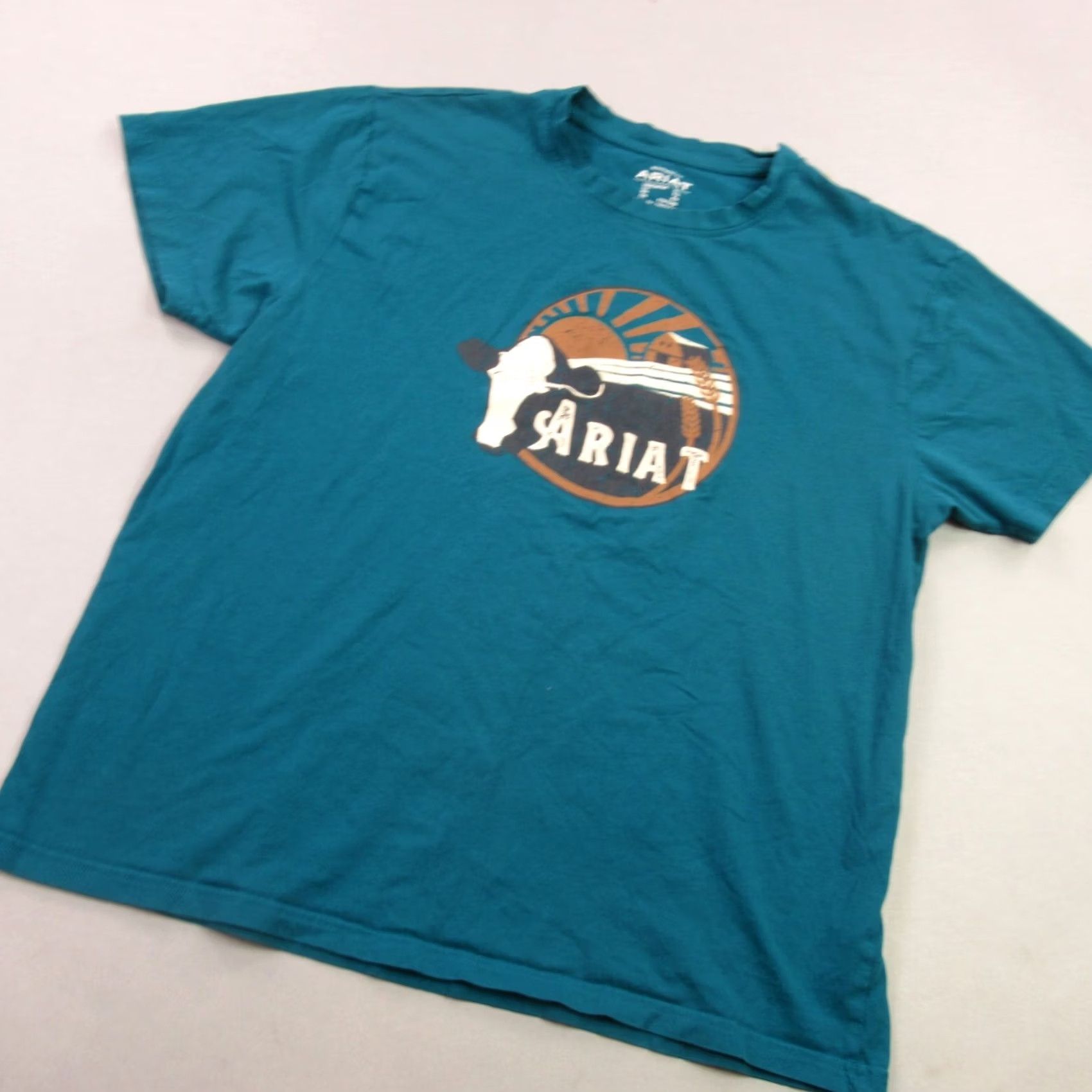 Ariat Ariat Shirt Mens XL Short Sleeve Crew Neck Outdoors Lightweight Casual Blue Size US XL / EU 56 / 4 - 2 Thumbnail