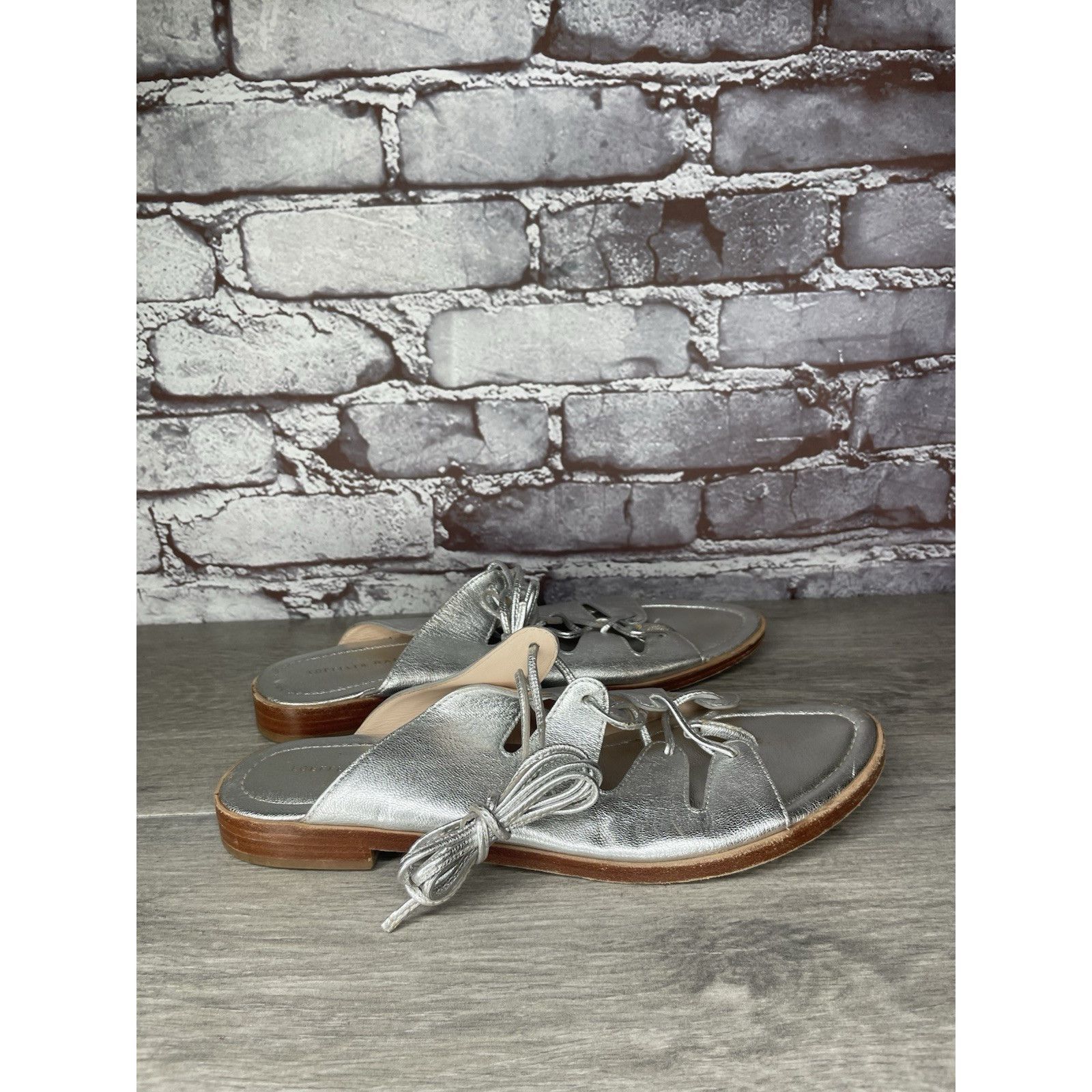 Loeffler Randall Loeffler Randall Kira GT Silver Metallic Thong Sandals Women Size US 9.5 / IT 39.5 - 4 Thumbnail