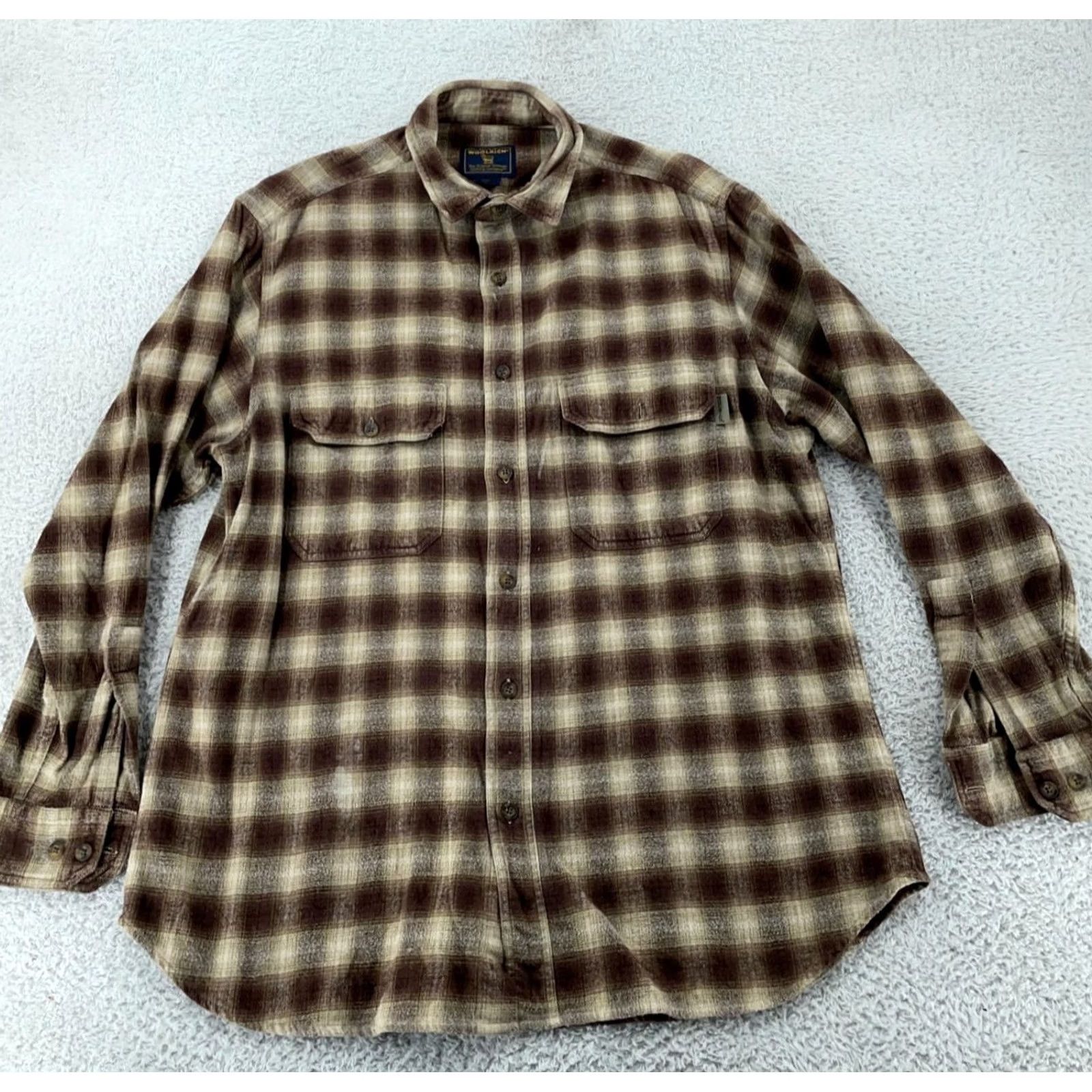 Vintage Woolrich Shirt Mens Medium Brown Plaid Flannel Button Up Collared Pockets Size US M / EU 48-50 / 2 - 2 Thumbnail