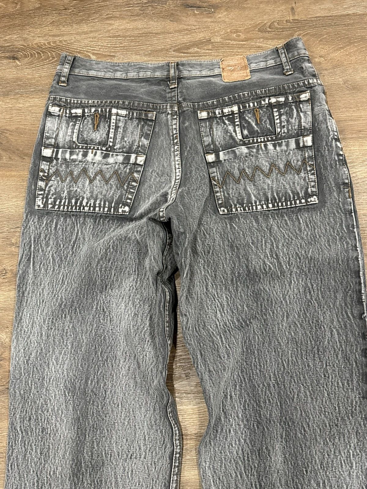 Japanese Brand Baggy Grey Reaper Textured Denim - Wide Leg Streetwear Jeans Size US 34 / EU 50 - 6 Thumbnail