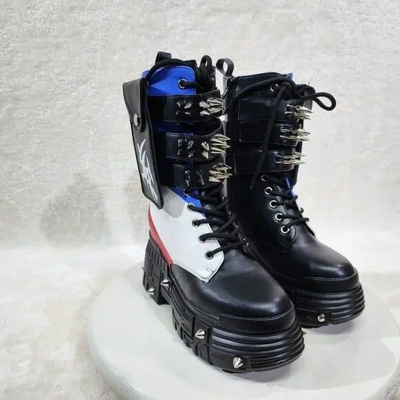 Other Anthony Wang Red White Blue Black Night Cyber Punk Goth Mid Size US 10 / IT 40 - 8 Thumbnail