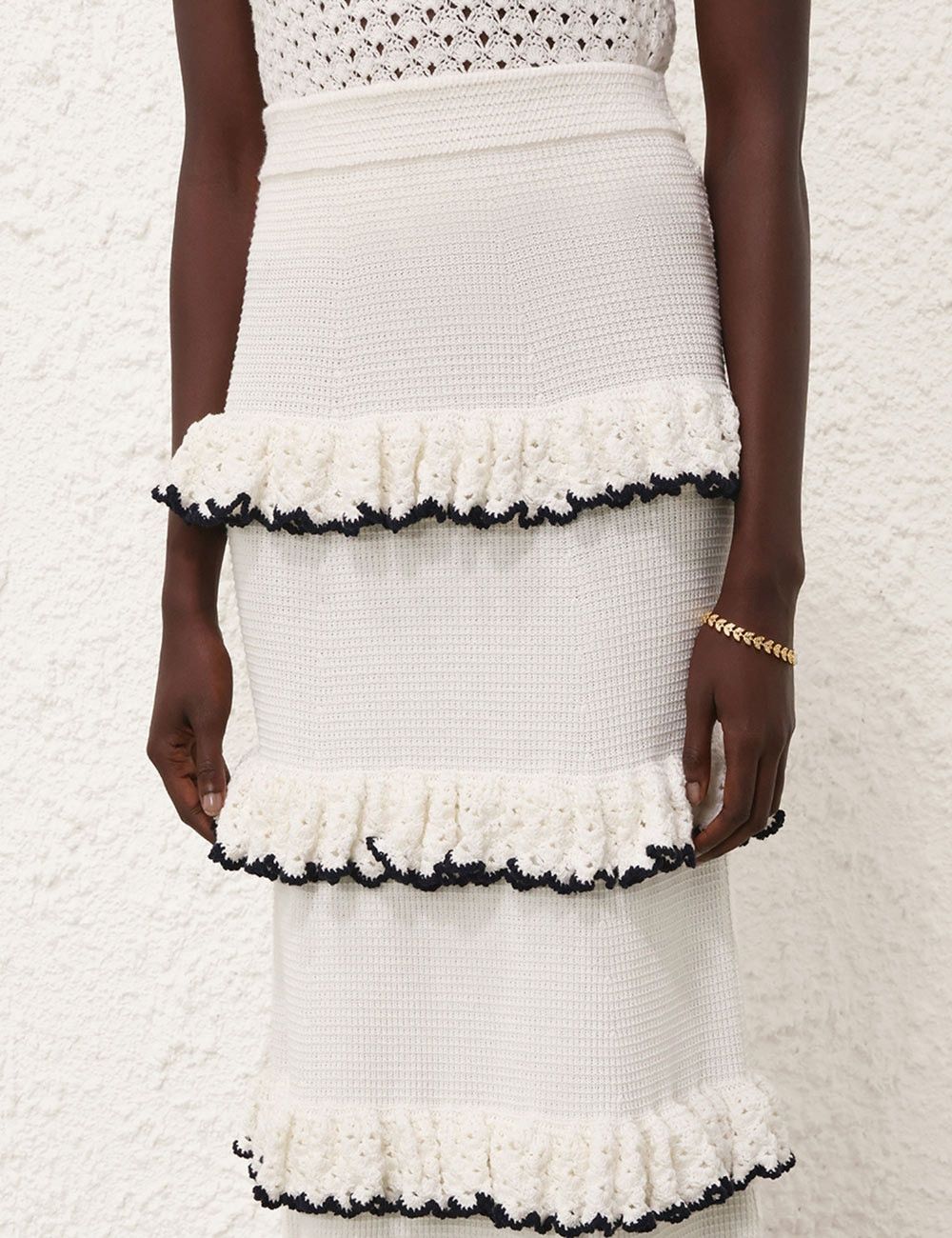 Zimmermann oc11z0525 Halliday Scallop Frill Midi Skirt in