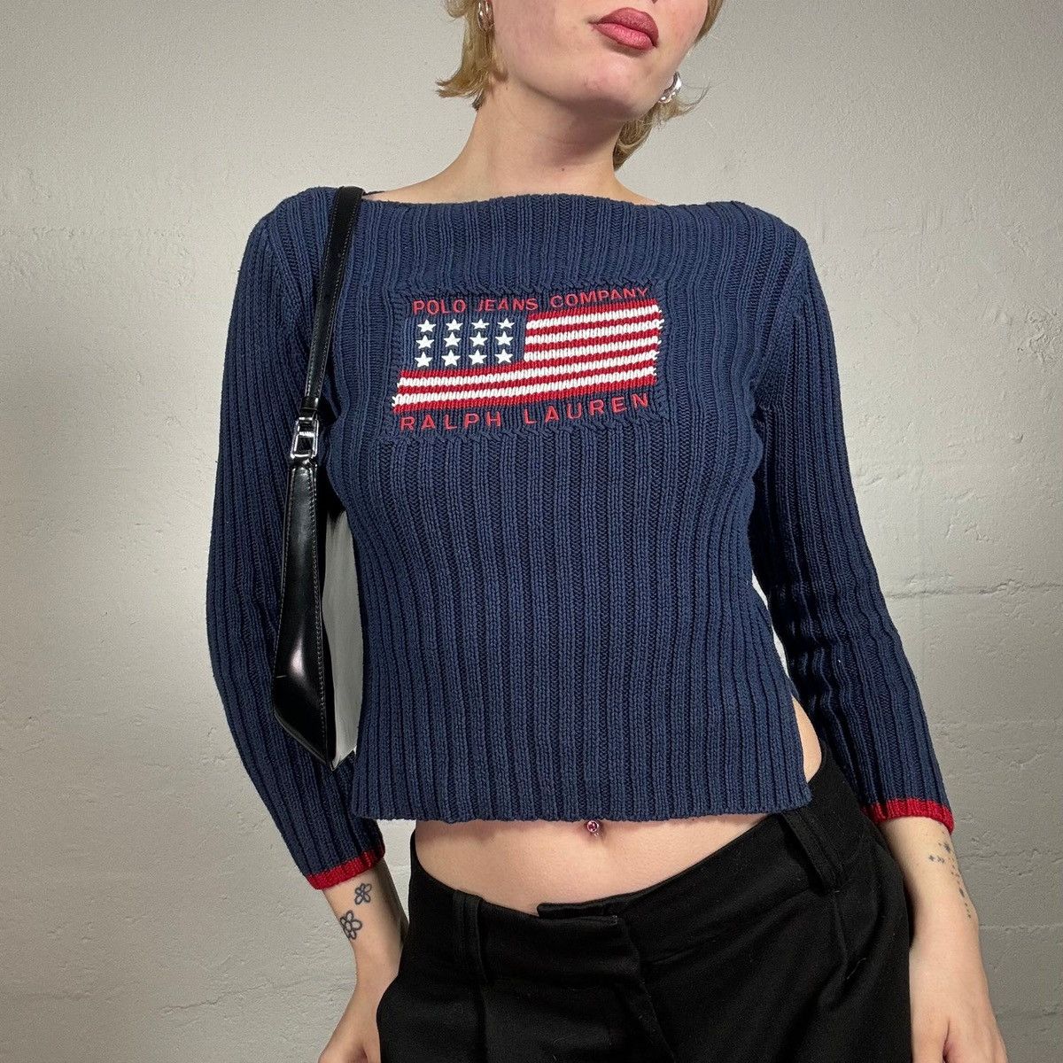 Polo Ralph Lauren × Vintage Vintage 90’s Polo Ralph Lauren knitted sweater flag Size M / US 6-8 / IT 42-44 - 4 Thumbnail