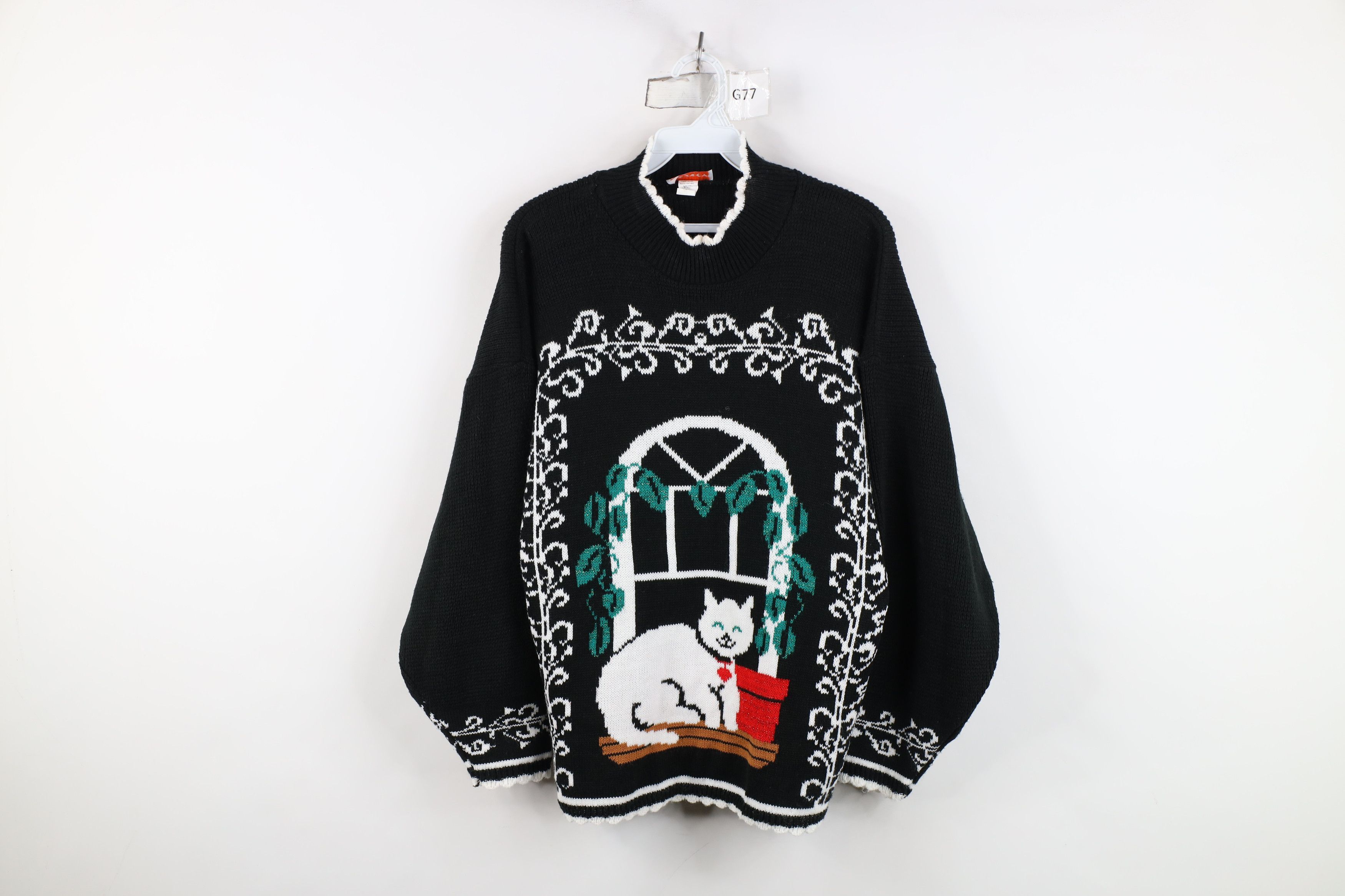 Vintage Vintage 90s Fairy Kei Kawaii Cat Kitten Knit Sweater USA Size L / US 10 / IT 46 - 1 Thumbnail