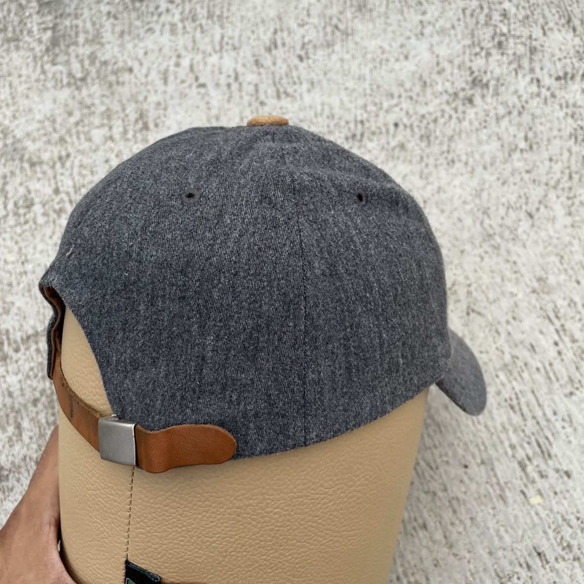 Japanese Brand Blank gray unique fabric hat with brown under visor Size ONE SIZE - 4 Thumbnail