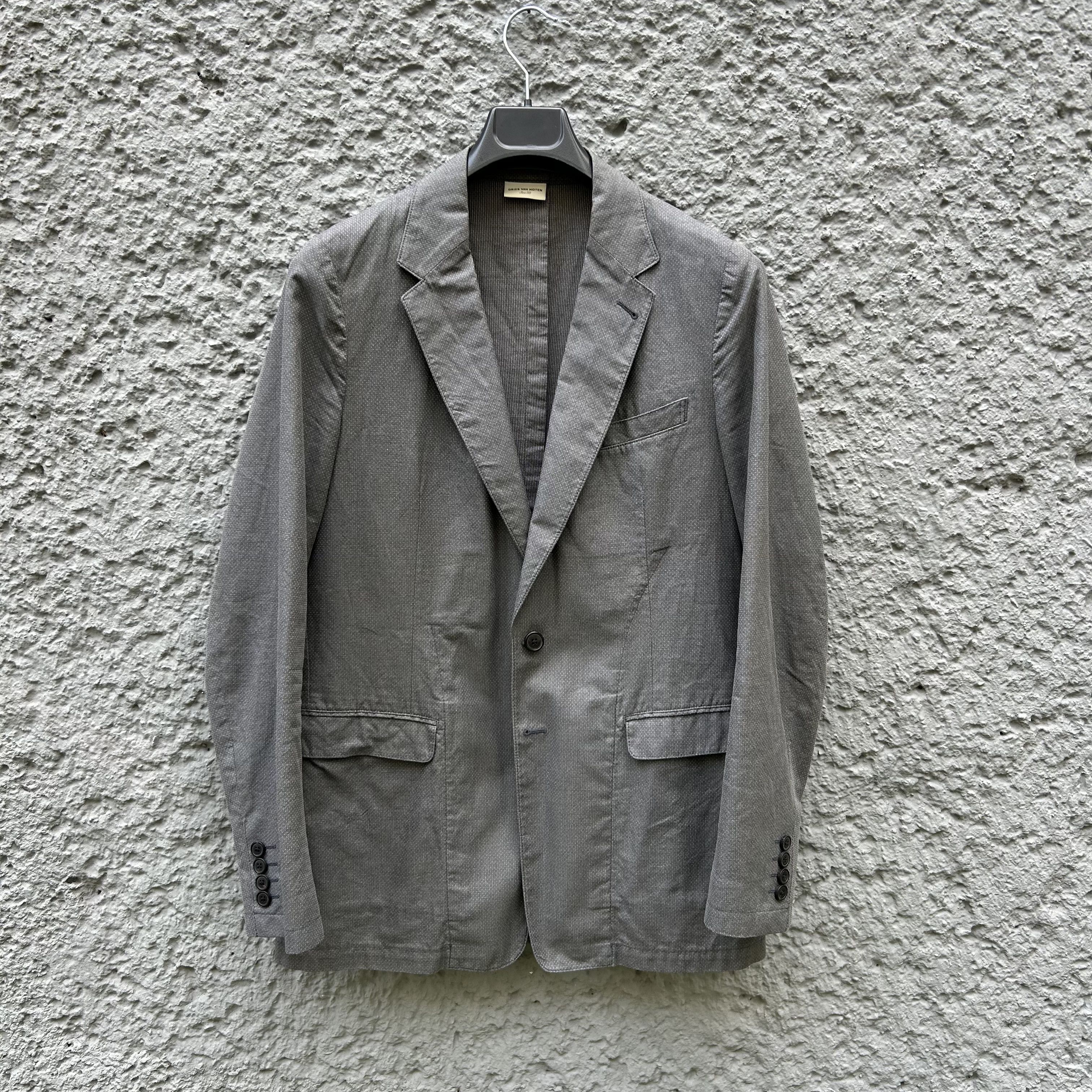 Dries Van Noten Dries van Noten Light Grey Unlined Patterned Blazer Jacket Size 50R - 1 Thumbnail