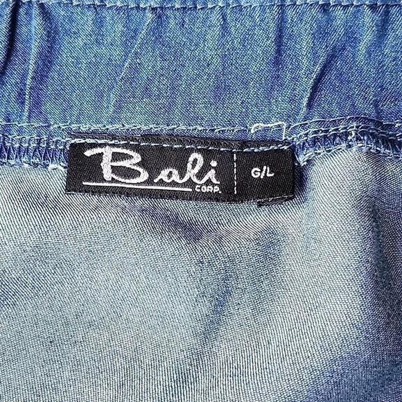 Designer Bali Corp. Off Shoulder Mid Sleeve Sz L Blue Jean Blouse Tun Size L / US 10 / IT 46 - 5 Thumbnail