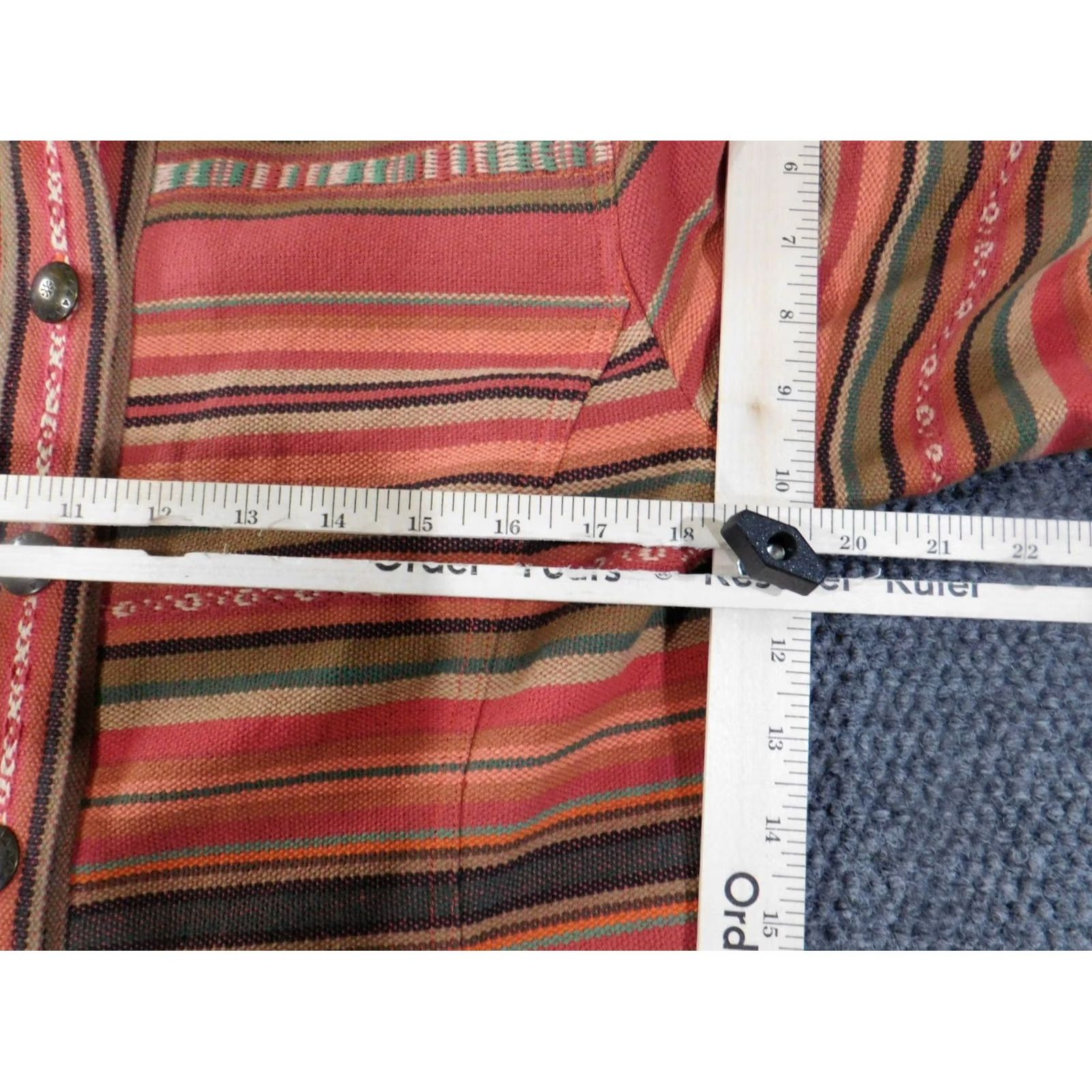 Coldwater Creek coldwater creek Jacket Women PM Red Striped Lined Button Mid-Length Regular Cotton Canvas Fall Spring Vintage: No gras Size M / US 6-8 / IT 42-44 - 6 Thumbnail