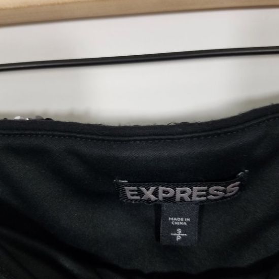 Express Express Black Silver Sequin Embellished Stretch Mini Skirt Size 27" / US 4 / IT 40 - 3 Thumbnail