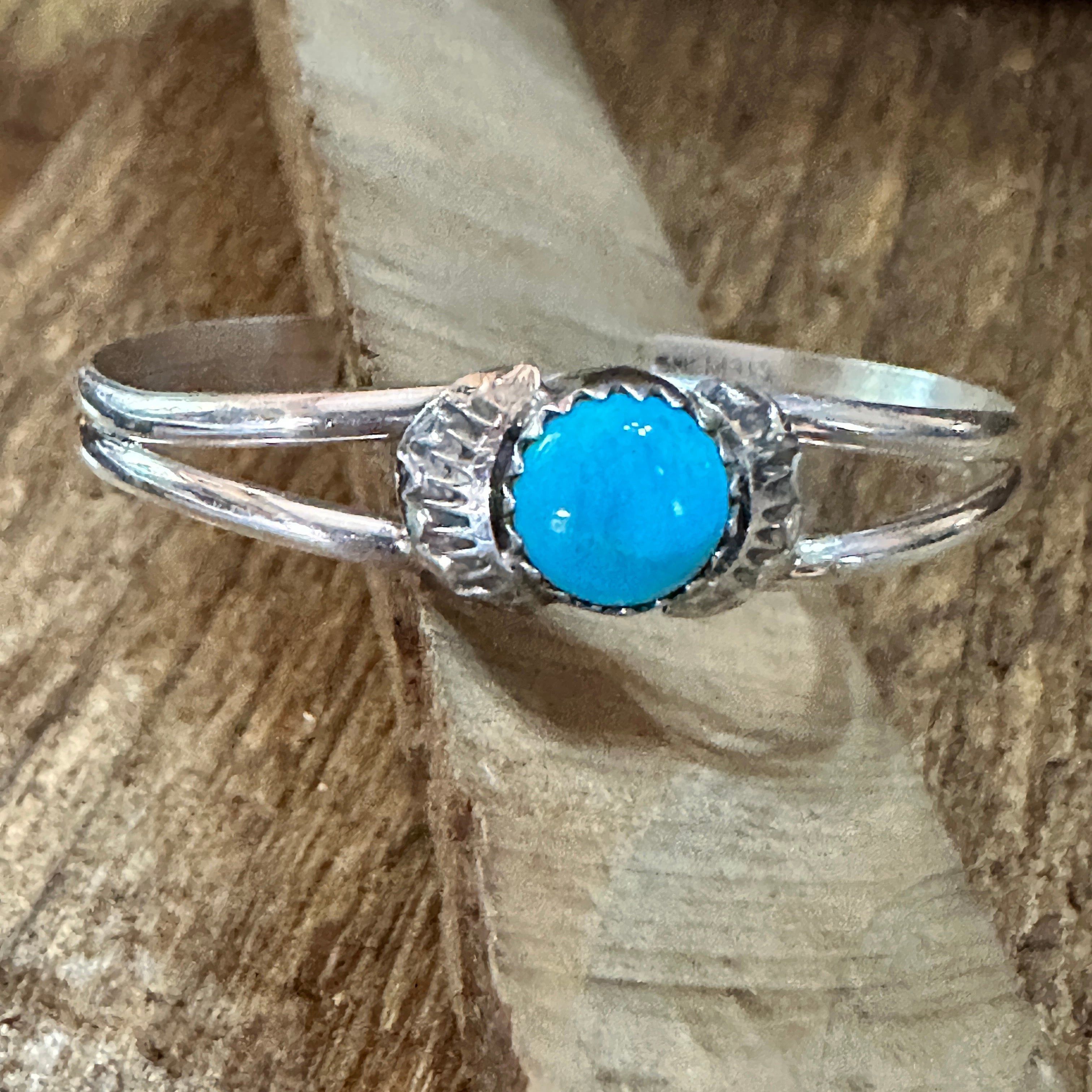 Other Handmade Navajo Sterling Silver & Turquoise Baby Cluster Cuf Size ONE SIZE - 2 Thumbnail