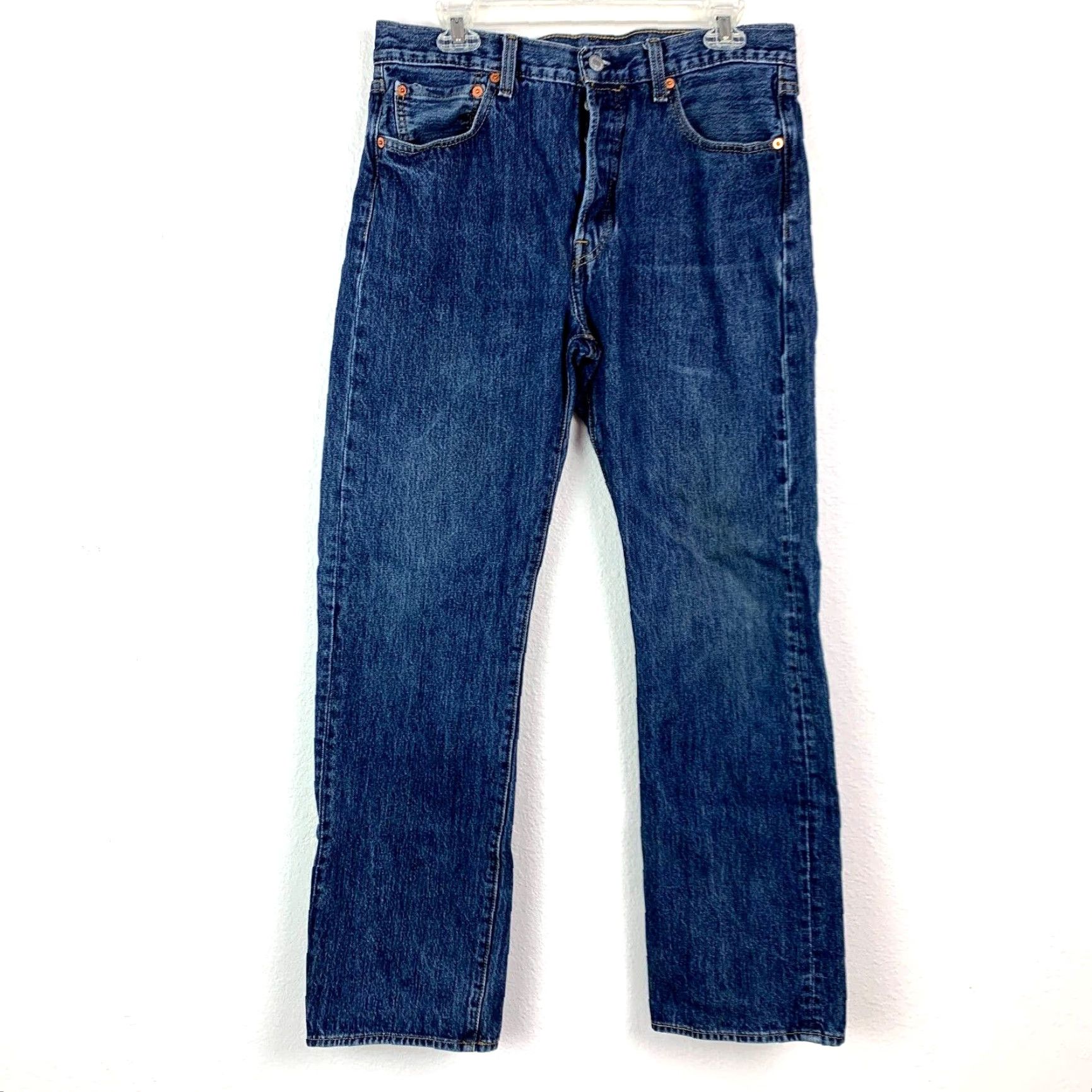 Levi's VINTAGE Levi's 501 Jeans Mens Denim Bootcut 33 x 32 Dark Wash 100% Cotton Regular Blue 90s Size US 33 - 2 Thumbnail