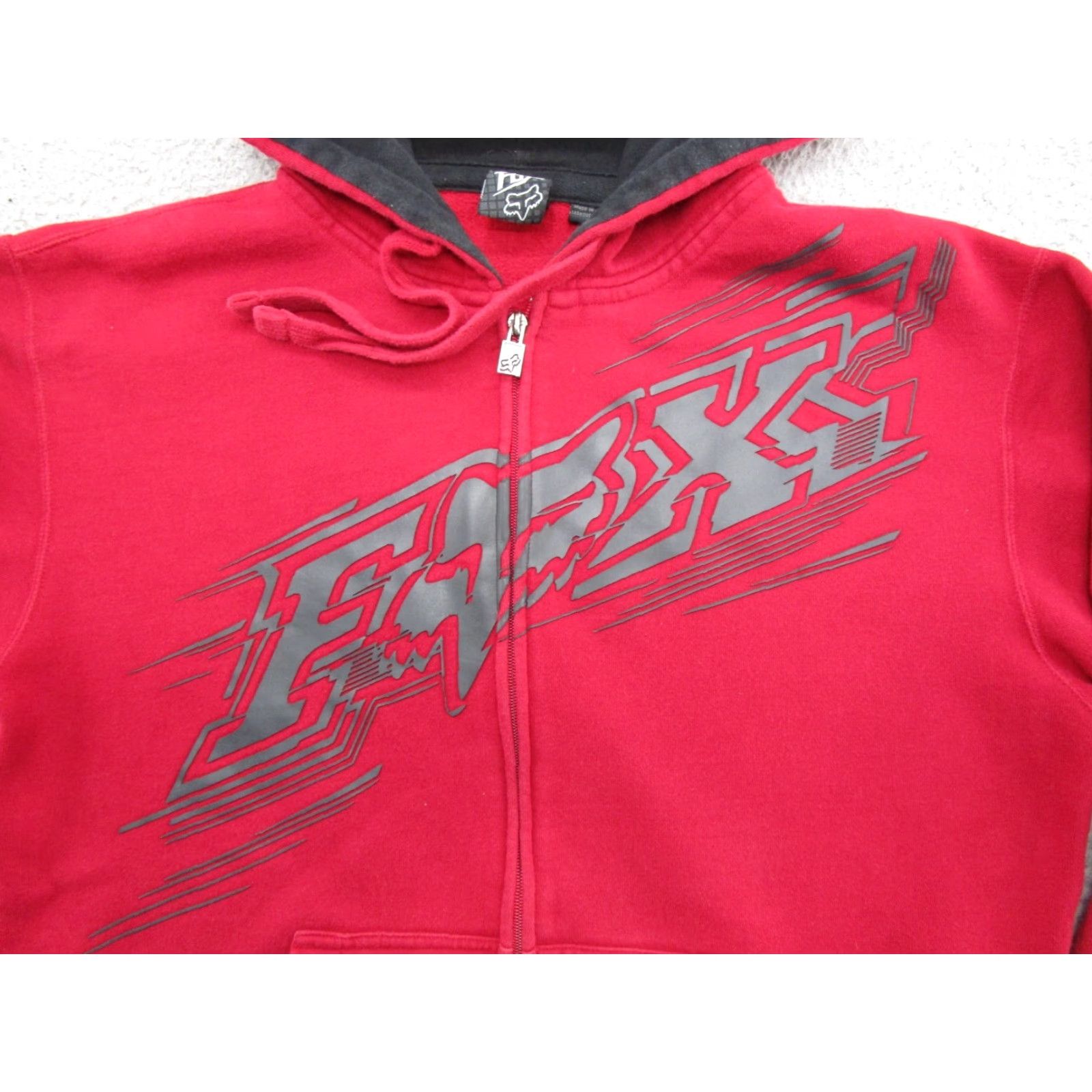 CO VTG Fox Hoodie Full Zip Red Heavy Moto Sweatshirt L Men Size US L / EU 52-54 / 3 - 2 Thumbnail