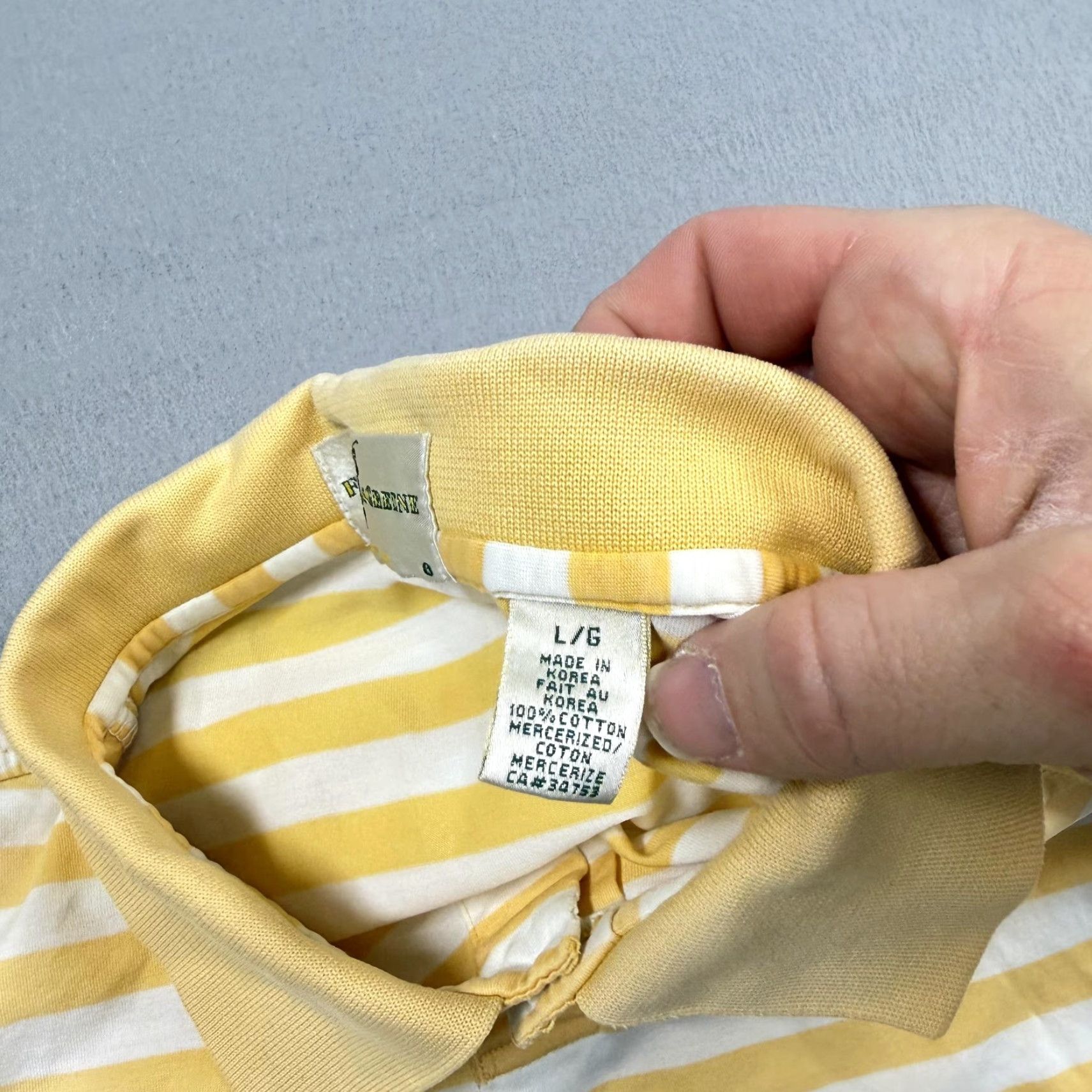 Vintage Fairway & Greene Polo Shirt Mens L Yellow Striped 100% Cotton Golf Short Sleeve Polo Shirt Mens L Yellow Striped Cotton Size US L / EU 52-54 / 3 - 5 Thumbnail