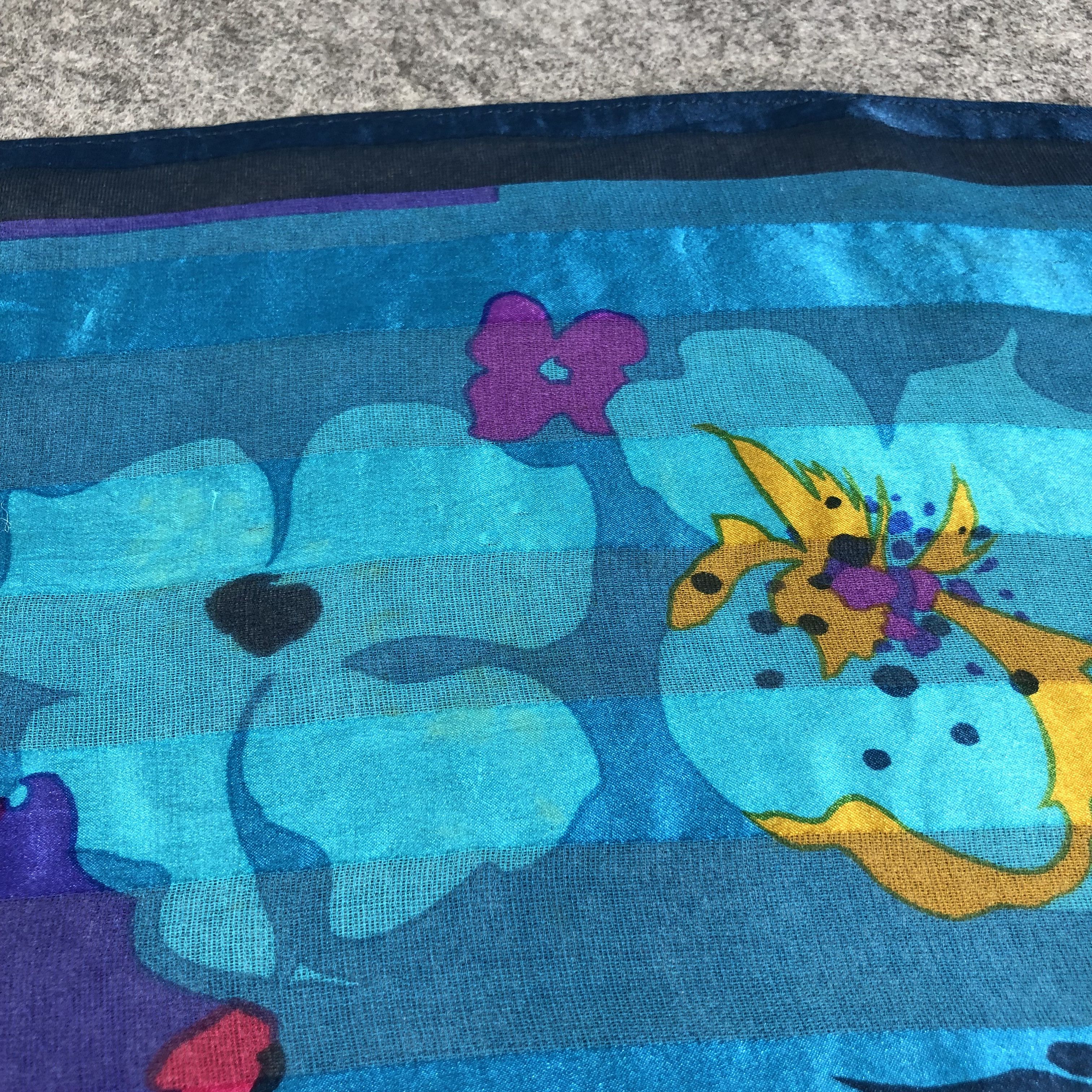 Vintage Floral Slit Thread Silk Scarf M914 Size ONE SIZE - 3 Thumbnail