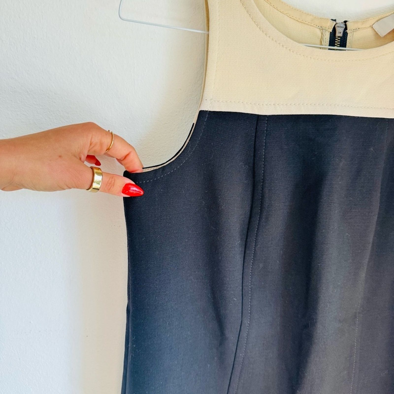 ANN TAYLOR LOFT Cream Black Color Block $128 Mini Tank Dress