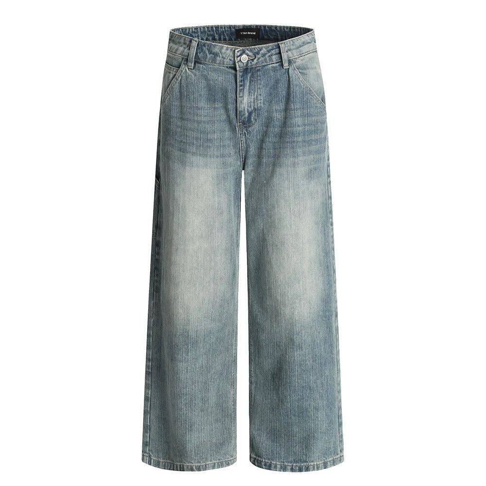 Japanese Brand × Jean Retro casual men's straight distressed washed wide-leg jeans Size US 32 / EU 48 - 1 Thumbnail
