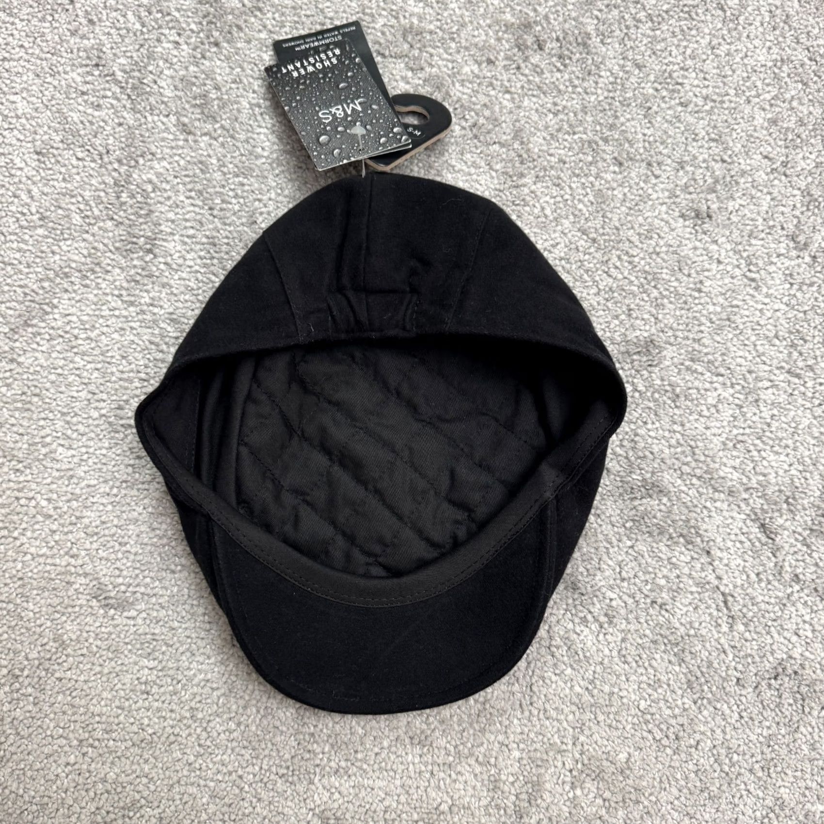 OAMC M&S Mark & Spencer Flat Cap Hat S/M Stormwear Shower Resistant Quilted Lined Black Cotton Men Flat Cap Lane? Size ONE SIZE - 6 Thumbnail