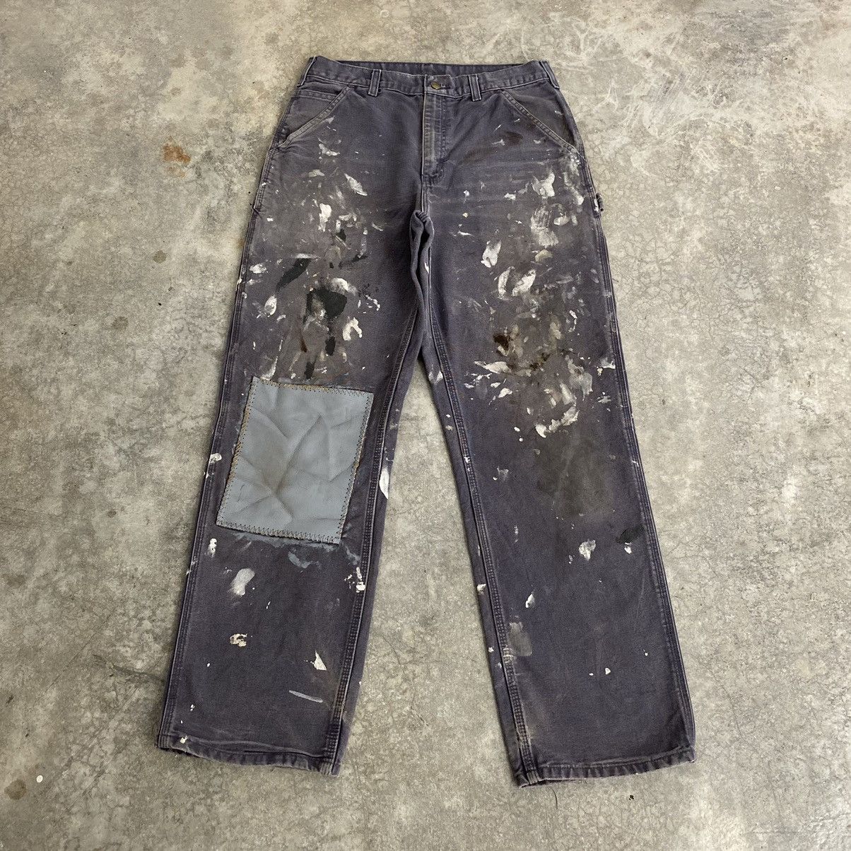 Carhartt VTG Carhartt Faded Petrol Blue Splatter Painter Pants Size US 31 - 2 Thumbnail