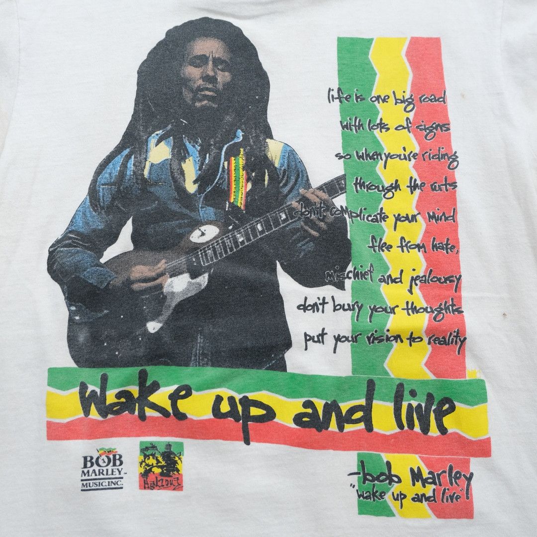Bob Marley 1990s Bob Marley Wake Up And Live White Tee - Unisex Size US M / EU 48-50 / 2 - 4 Thumbnail