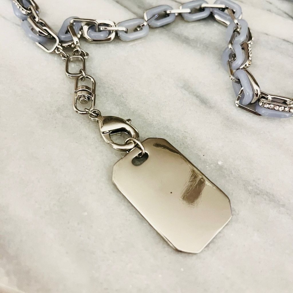 Guess Guess Dog Tax Necklace Silver Blue Chain Y2K Style Size ONE SIZE - 6 Thumbnail