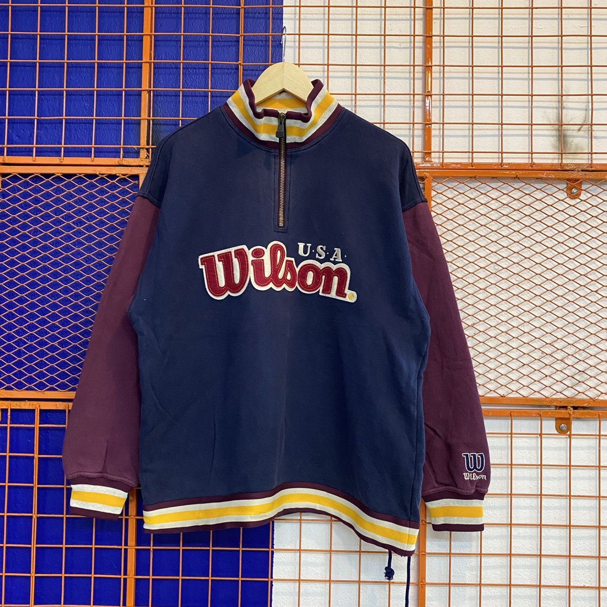 Vintage × Wilson Vintage Wilson Half Zipper Sweatshirt Jumper Embroidery Size US XL / EU 56 / 4 - 1 Thumbnail