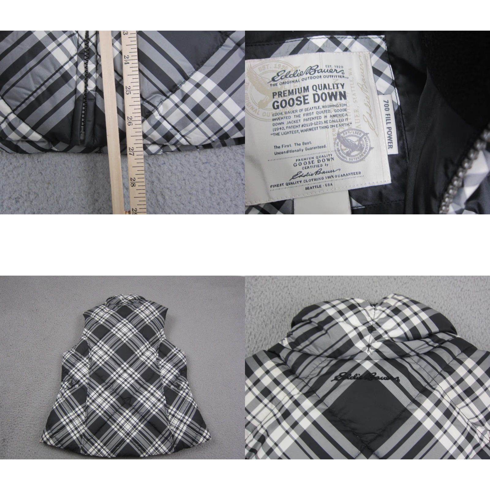 Eddie Bauer VINTAGE Eddie Bauer Puffer Vest Womens L Black Plaid Goose Down 700 Fill Power Size L / US 10 / IT 46 - 8 Thumbnail