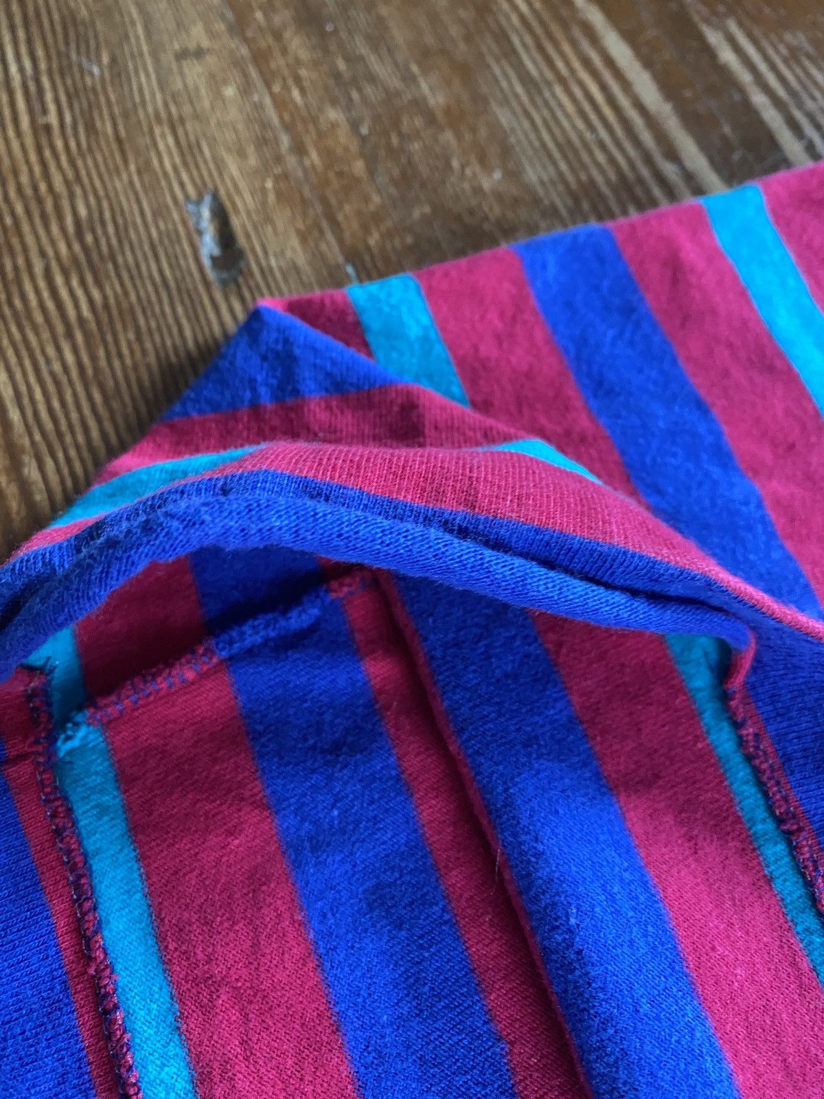 Lands' End Vintage 90’s Lands End Magenta Stripe Single Stitch Tee Size US M / EU 48-50 / 2 - 5 Thumbnail