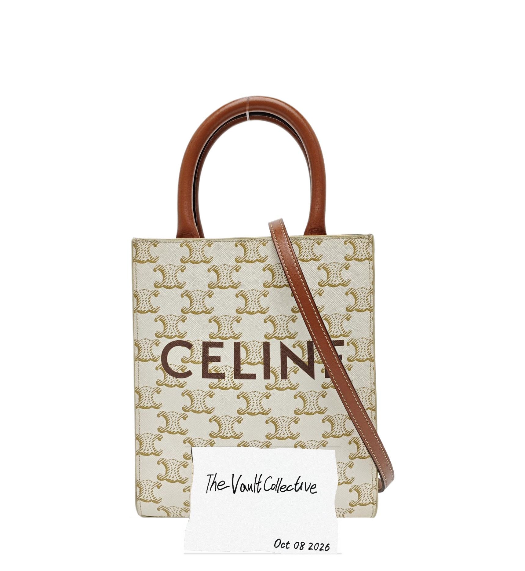 Celine CELINE CABAS CELINE mini white coated canvas Triomphe shoulder bag handbag cross Size ONE SIZE - 1 Thumbnail