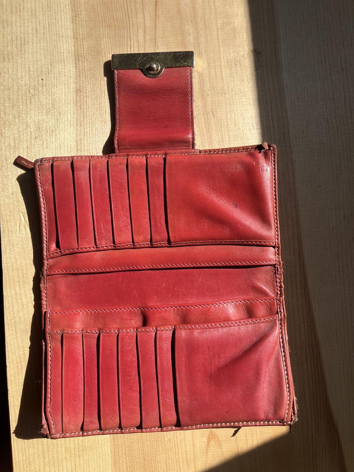 Gucci × Vintage Vintage long monogrammed and leather sherry stripe wallet Size ONE SIZE - 8 Thumbnail
