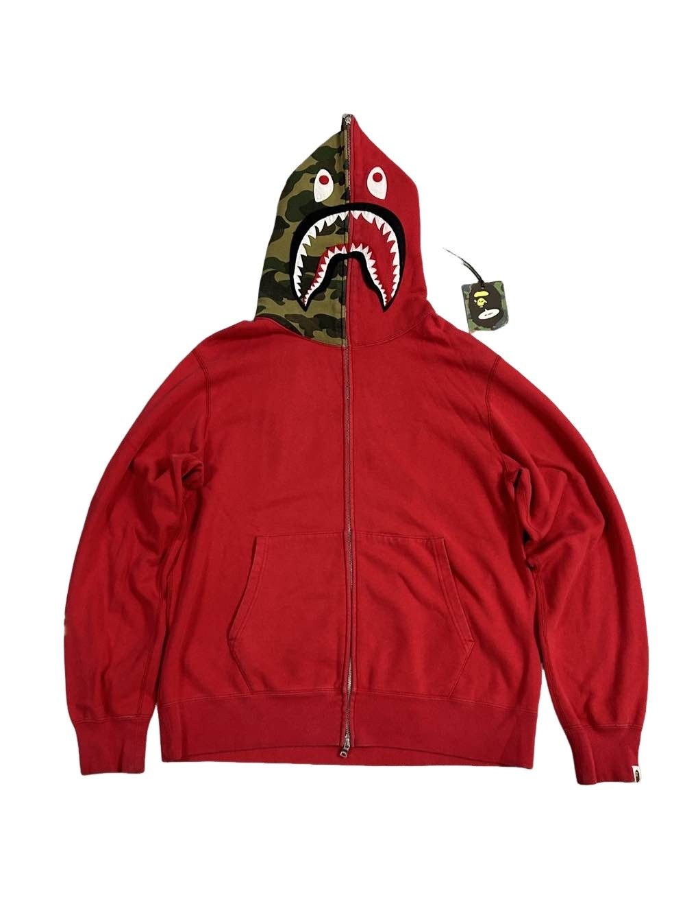 Bape Bape Funthera Militia Tiger Shark Red Camo Hoodie | Grailed