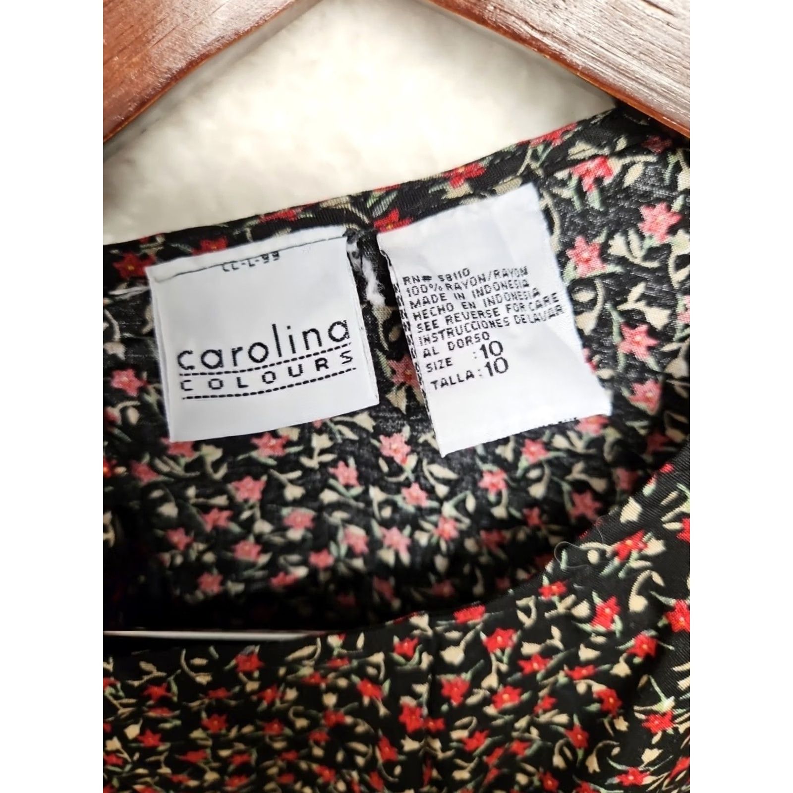 Vintage Carolina Floral Midi Dress Womens 10 Black Pink Sleeveless Cottagecore Casual Easy Relaxed Silhouette Size L / US 10 / IT 46 - 5 Thumbnail