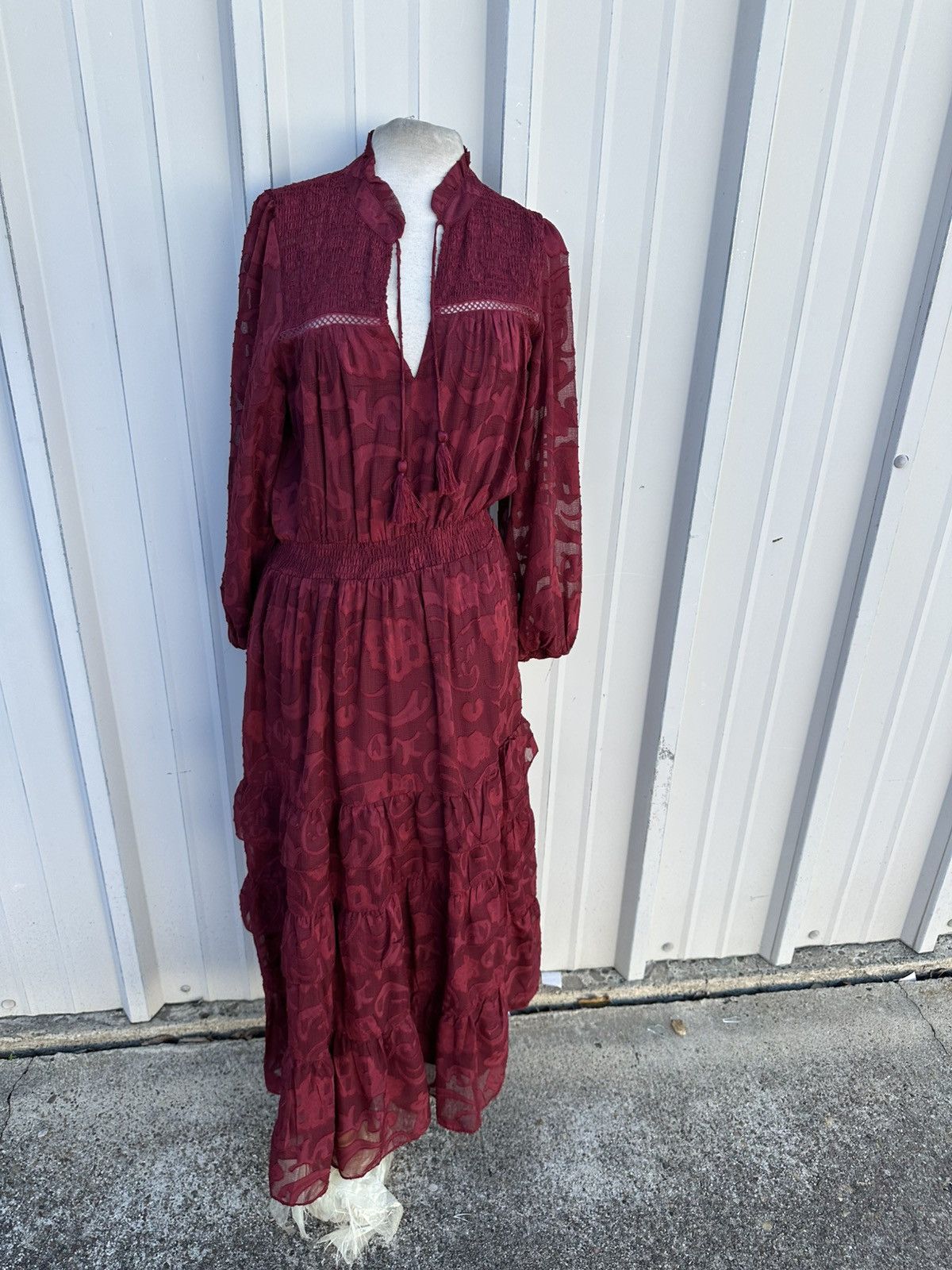 Aquascutum Burgundy lace long sleeve dress #specialoccasion Size M / US 6-8 / IT 42-44 - 2 Thumbnail