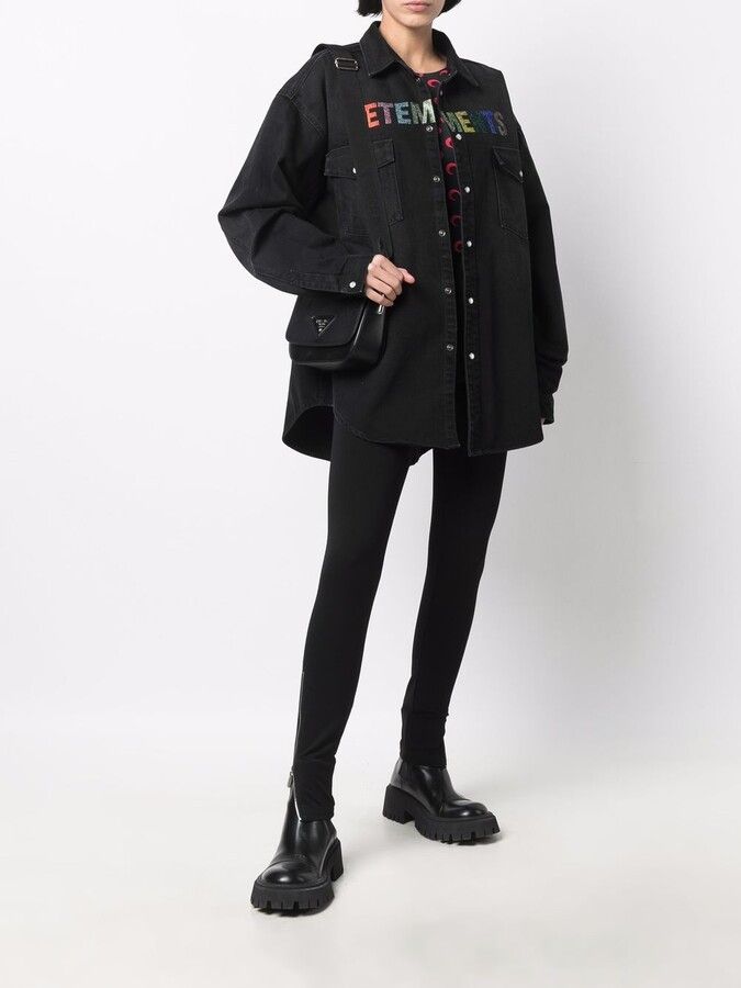 Vetements o1mle0824 Crystal Logo Denim Shirt in Multicolor Size S / US 4 / IT 40 - 3 Thumbnail