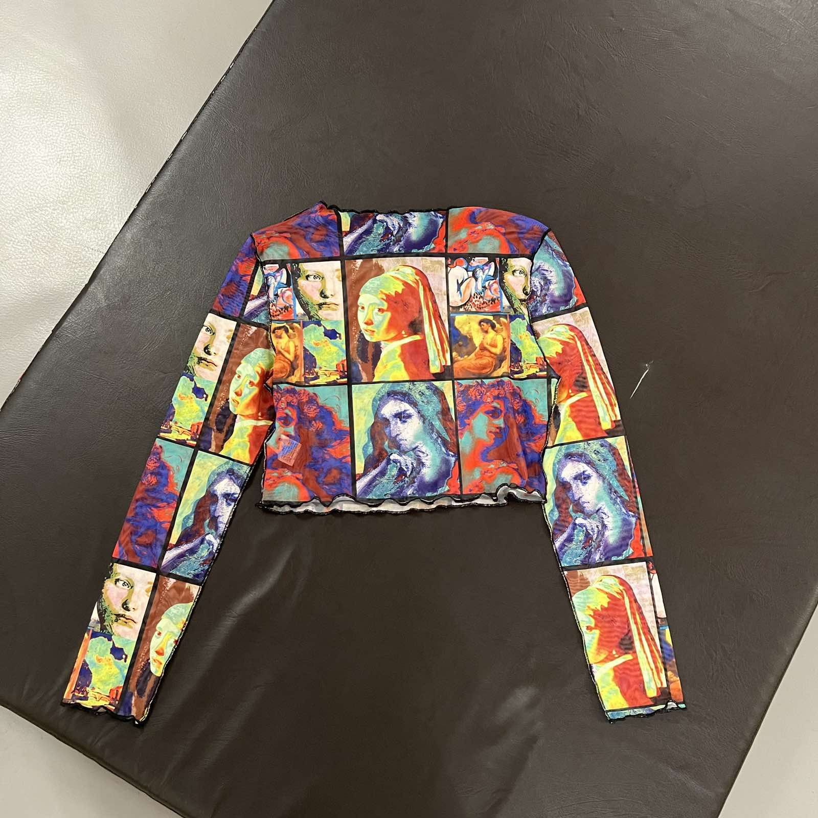 Japanese Brand Art mesh multicolor avant-garde longsleeve Sz S Size S / US 4 / IT 40 - 2 Thumbnail