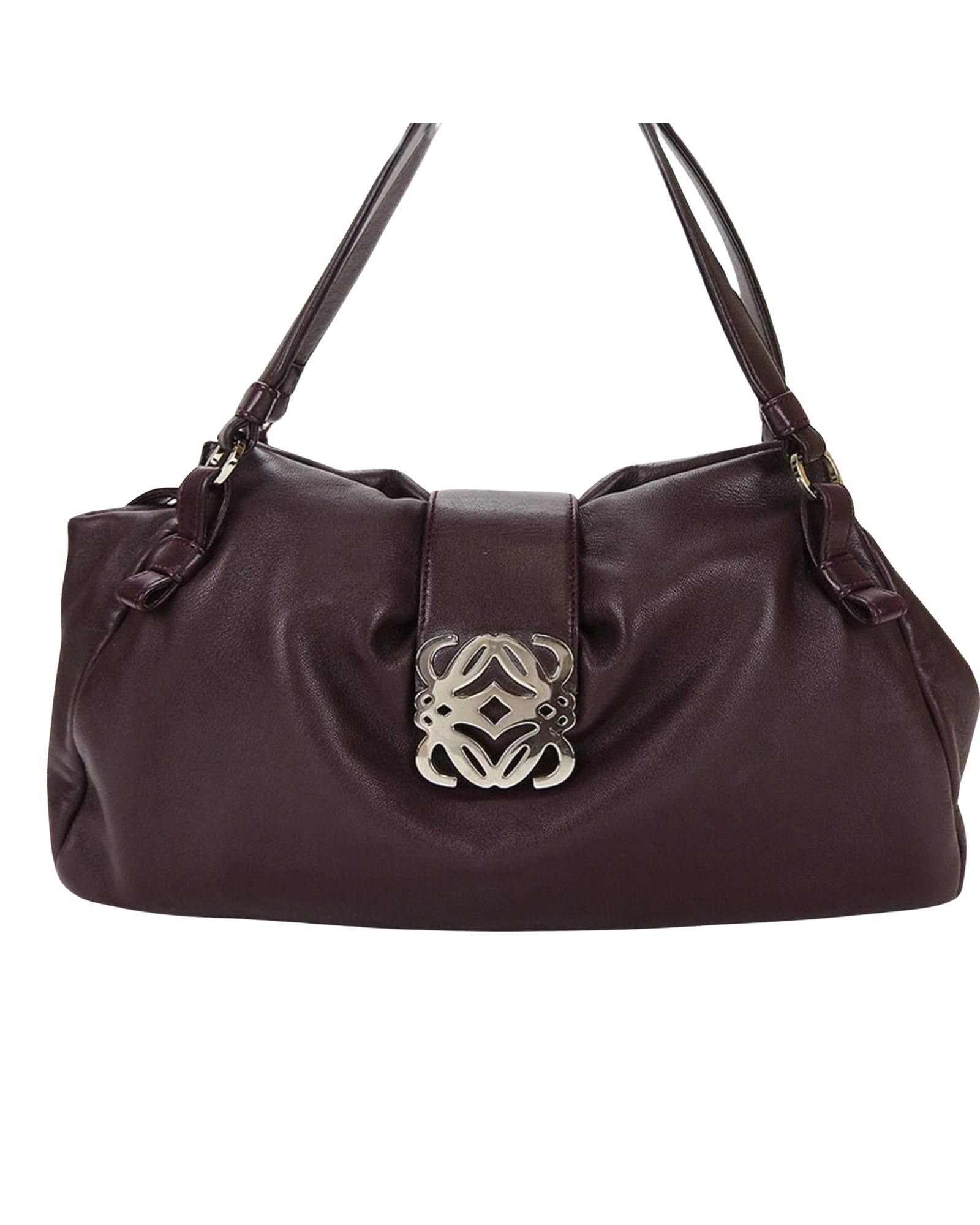 image of Loewe Sophisticated Purple Leather Handbag, Women's
