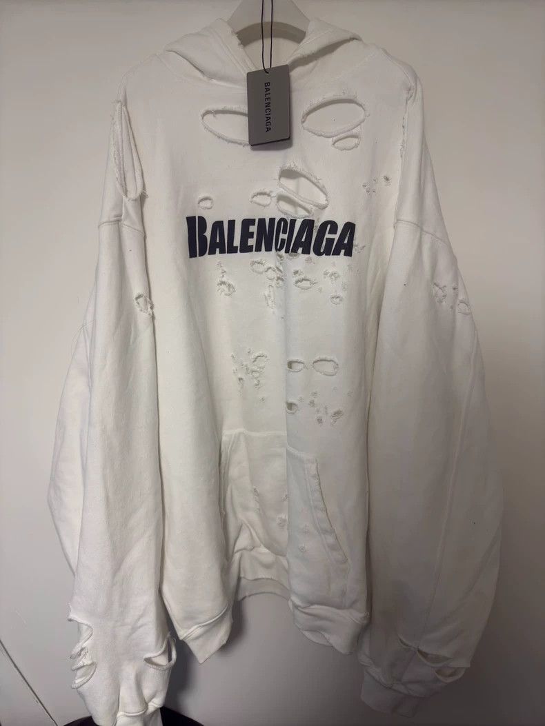 Other Balenciaga White Big Sabotage Double Hoodie Size US S / EU 44-46 / 1 - 1 Thumbnail