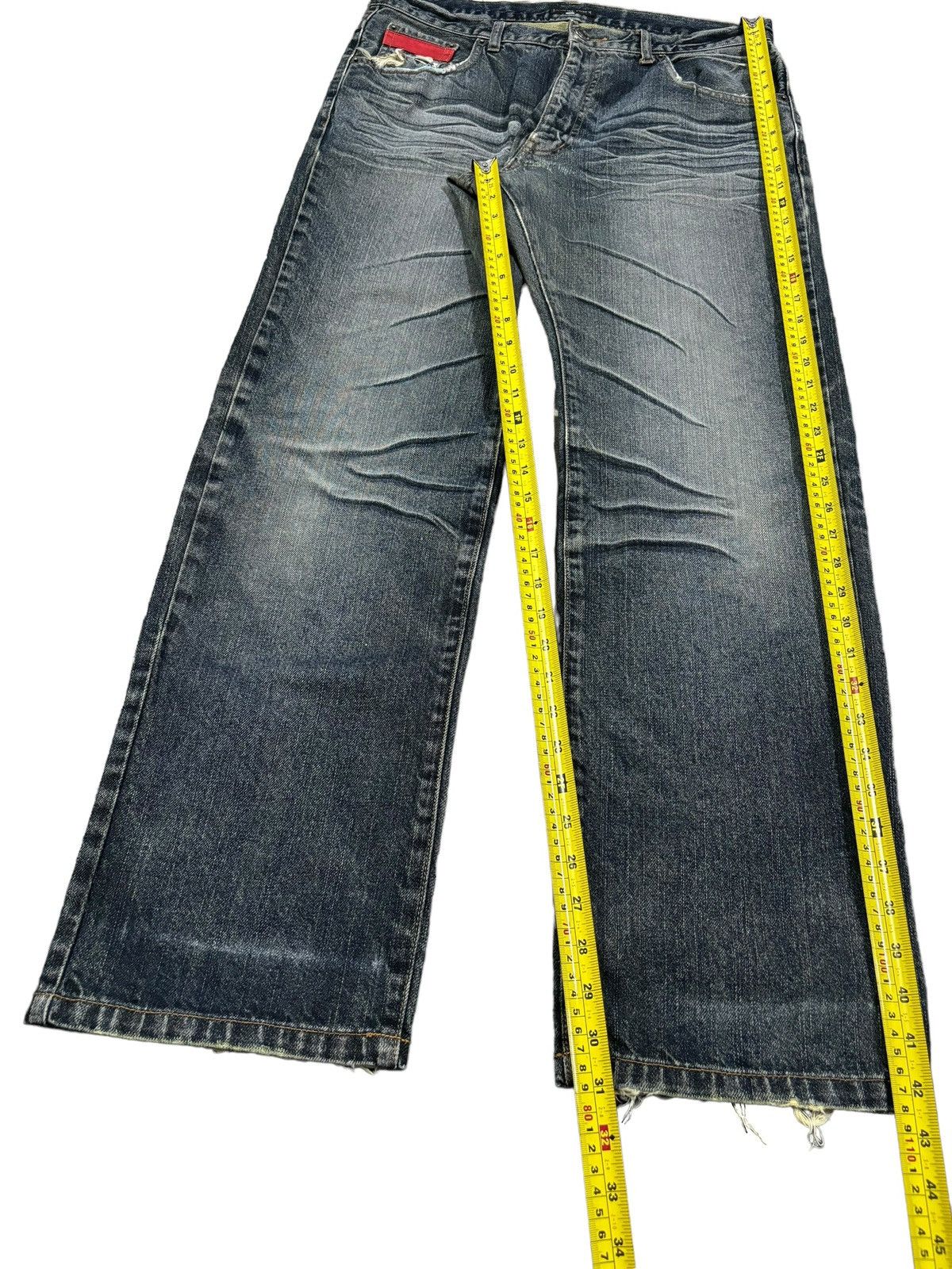 Japanese Brand Vintage Amore Puro American Classic Whiskers Ripped Jeans Size US 33 - 15 Thumbnail